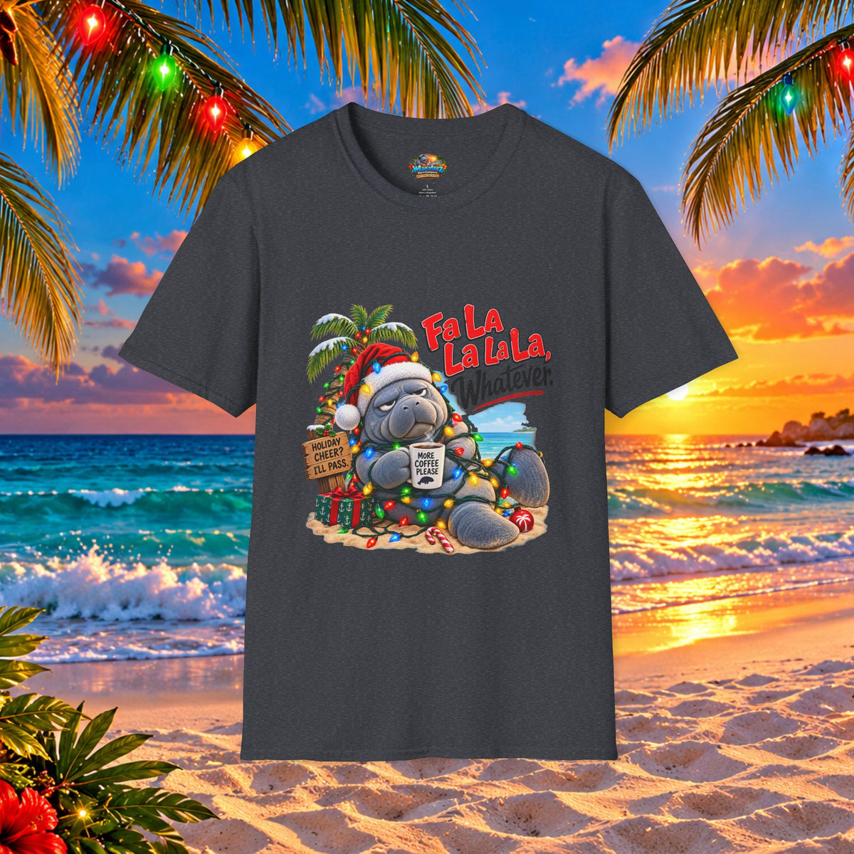 Fa La La La La Tropical Christmas Manatee T-Shirt