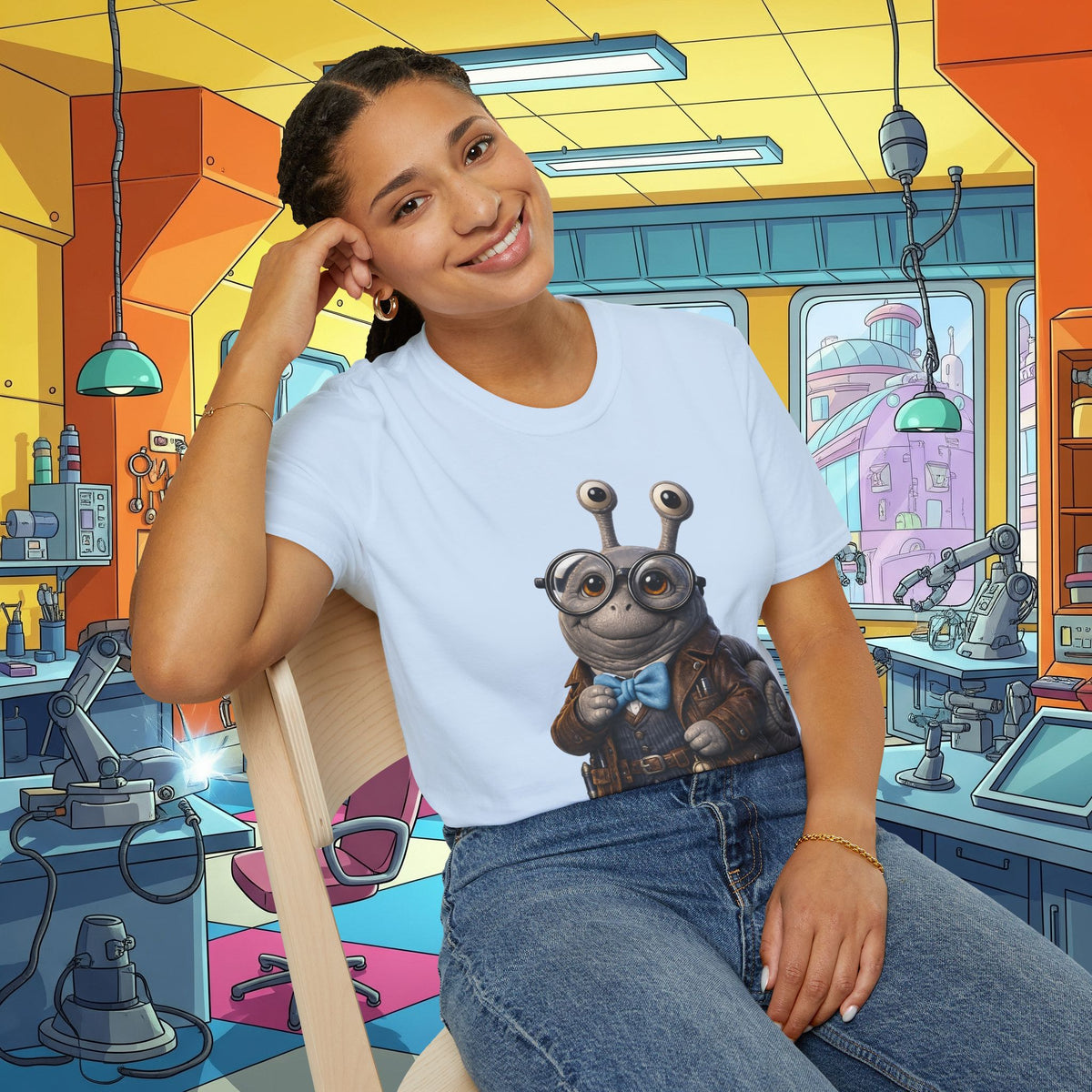Cute Nerdy Snail Shirt | Steampunk Professor Snail Graphic Tee | Funny Bookworm Animal T-Shirt