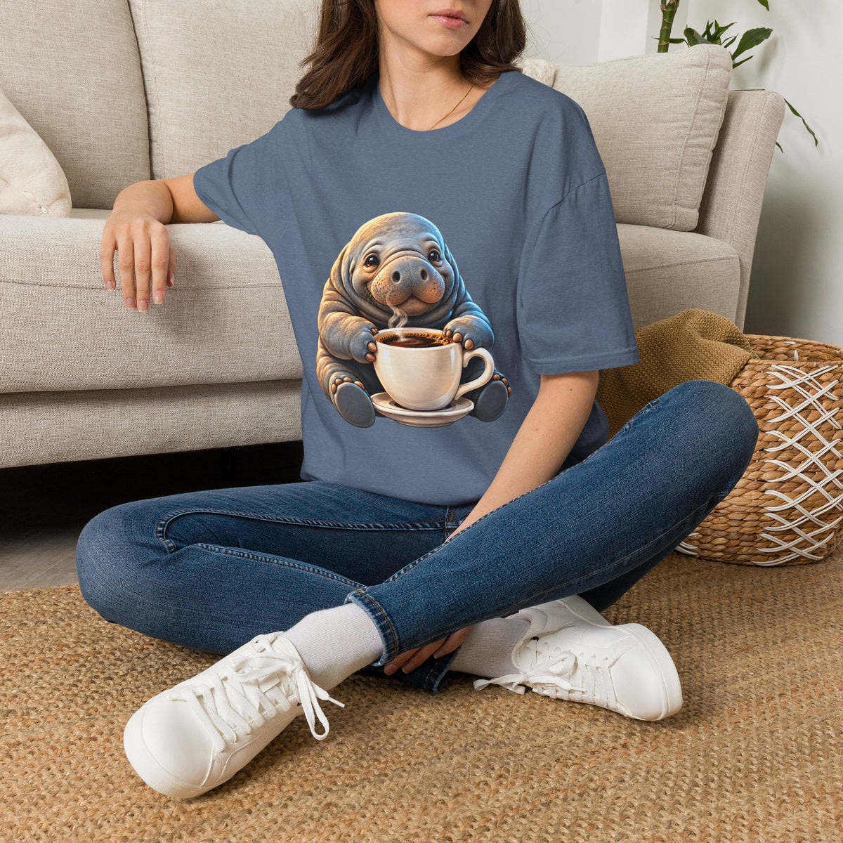 Manatee Drinking Coffee T-Shirt