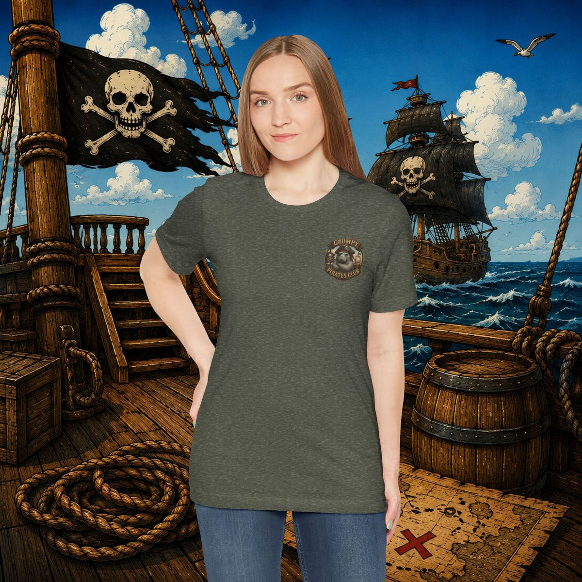 The Older the Pirate, The Better the Stories | Grumpy Pirate Club Manatee T-Shirt
