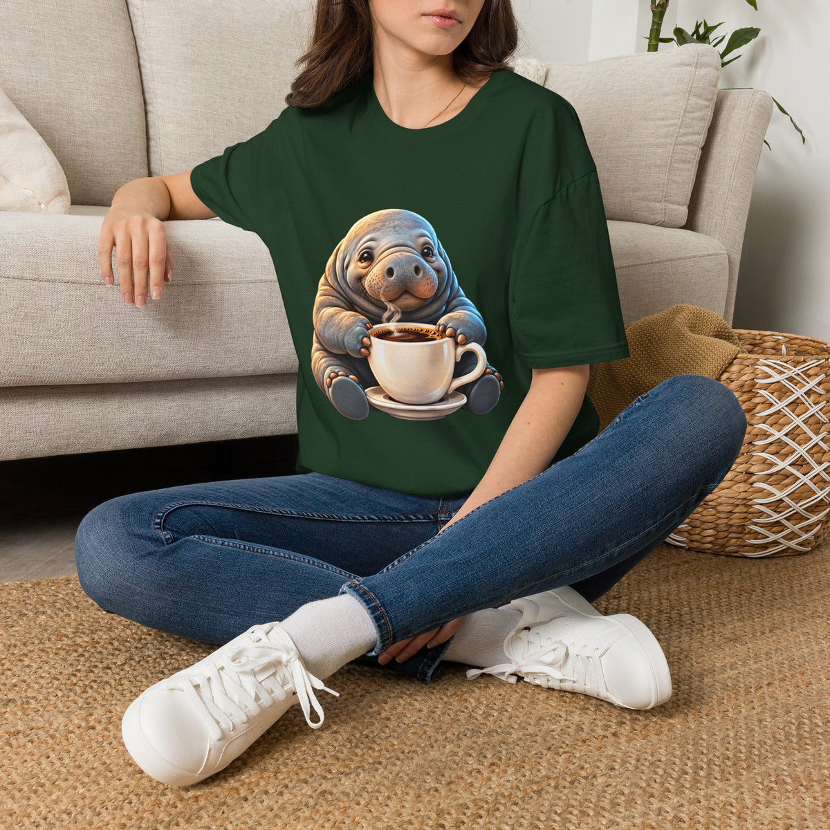 Manatee Drinking Coffee T-Shirt