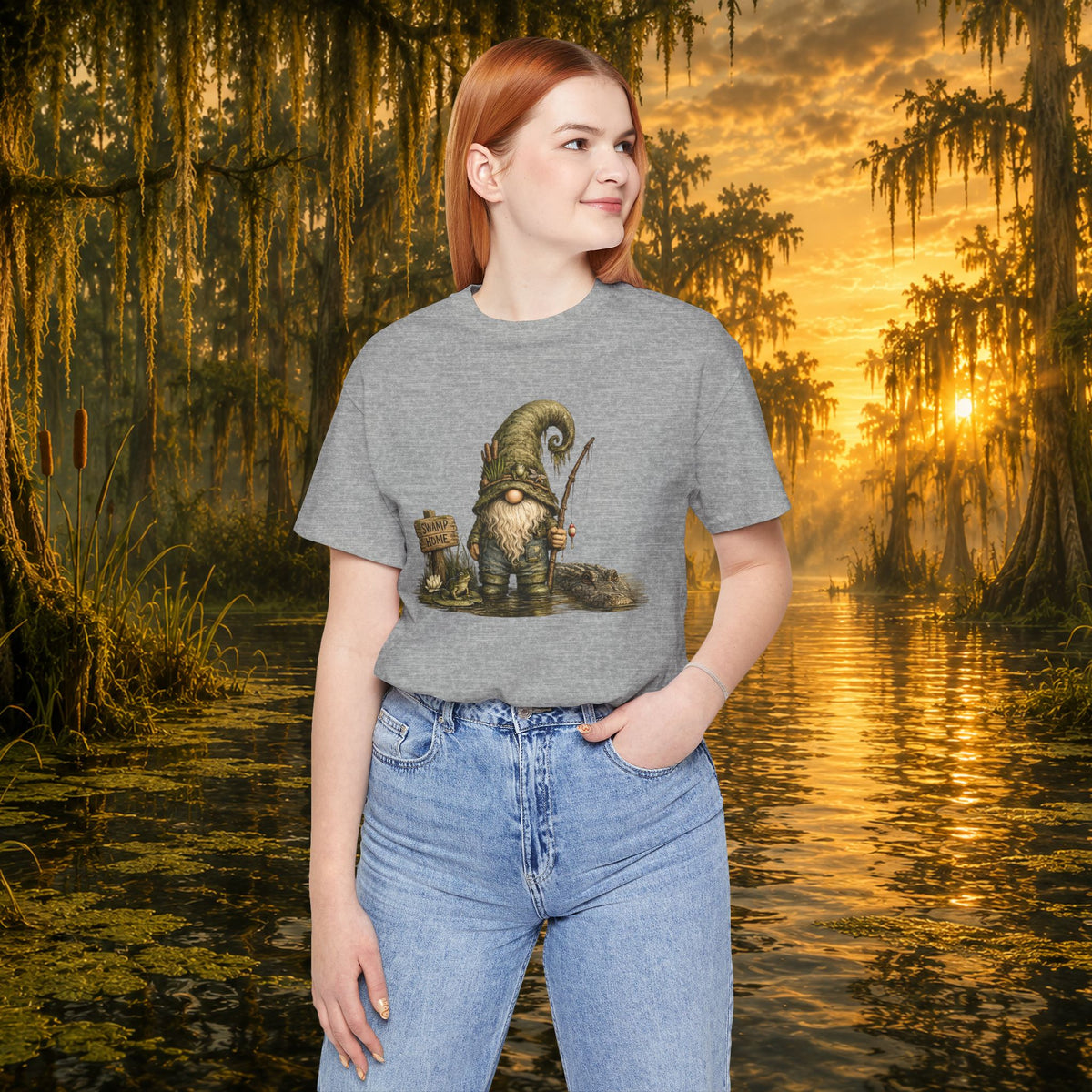 Swamp Gnome Shirt, Southern Swamp Life Tee, Fishing Gnome T-Shirt, Bayou Gnome Shirt, Alligator Gnome, Frog Lover Gift, Country Swamp Shirt