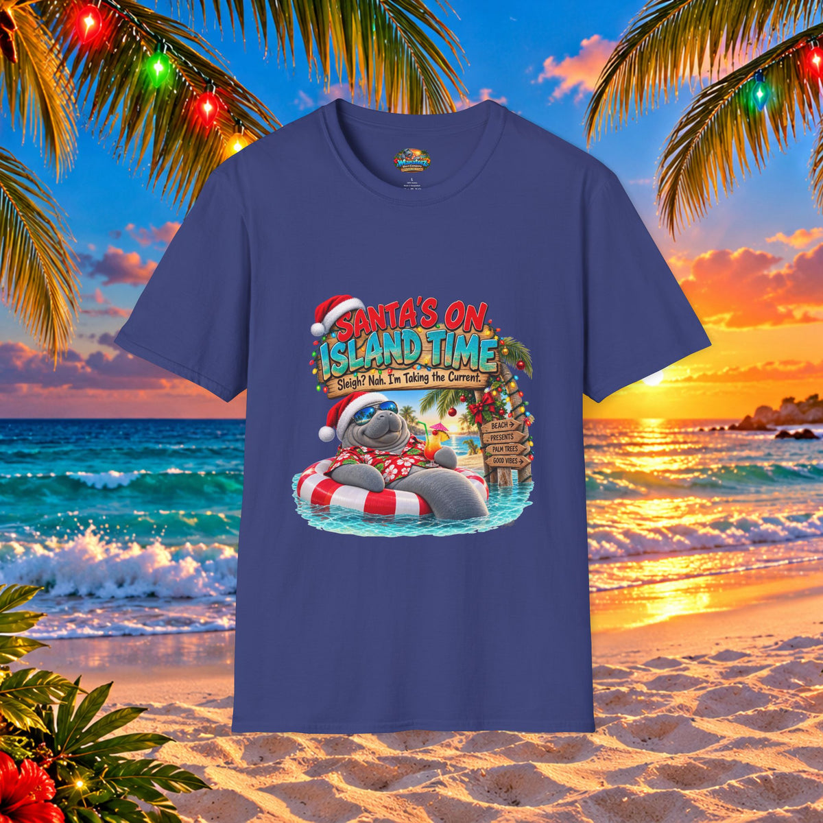 Santa’s on Island Time Christmas Beach T-Shirt