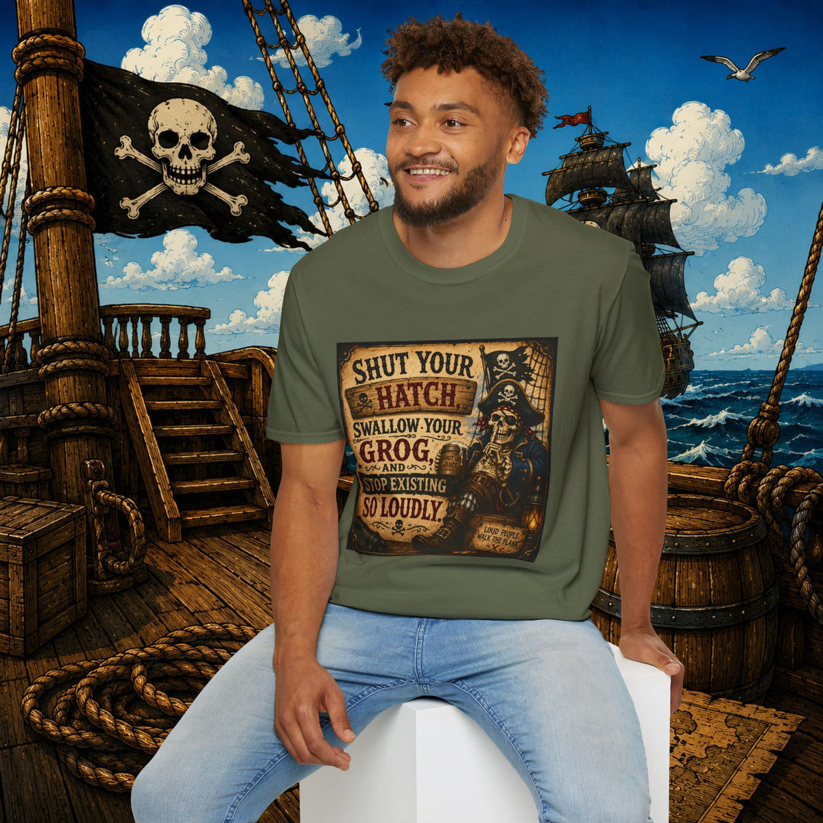 Shut Your Hatch Swallow Your Grog Pirate T-Shirt