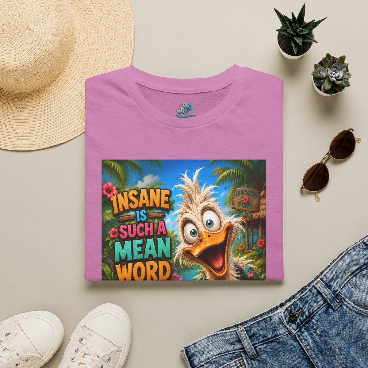 Insane Is Such a Mean Word I Prefer Mentally Creative Funny Duck Shirt | Crazy Ostrich Hawaiian Tee Background
