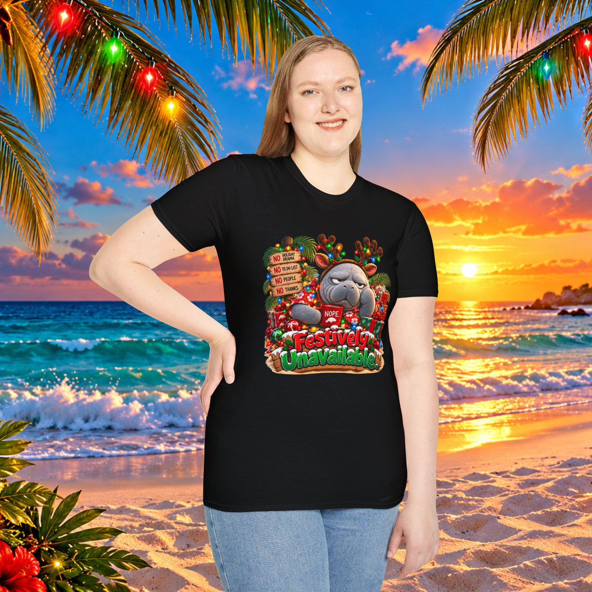 Festively Unavailable Christmas Manatee T-Shirt