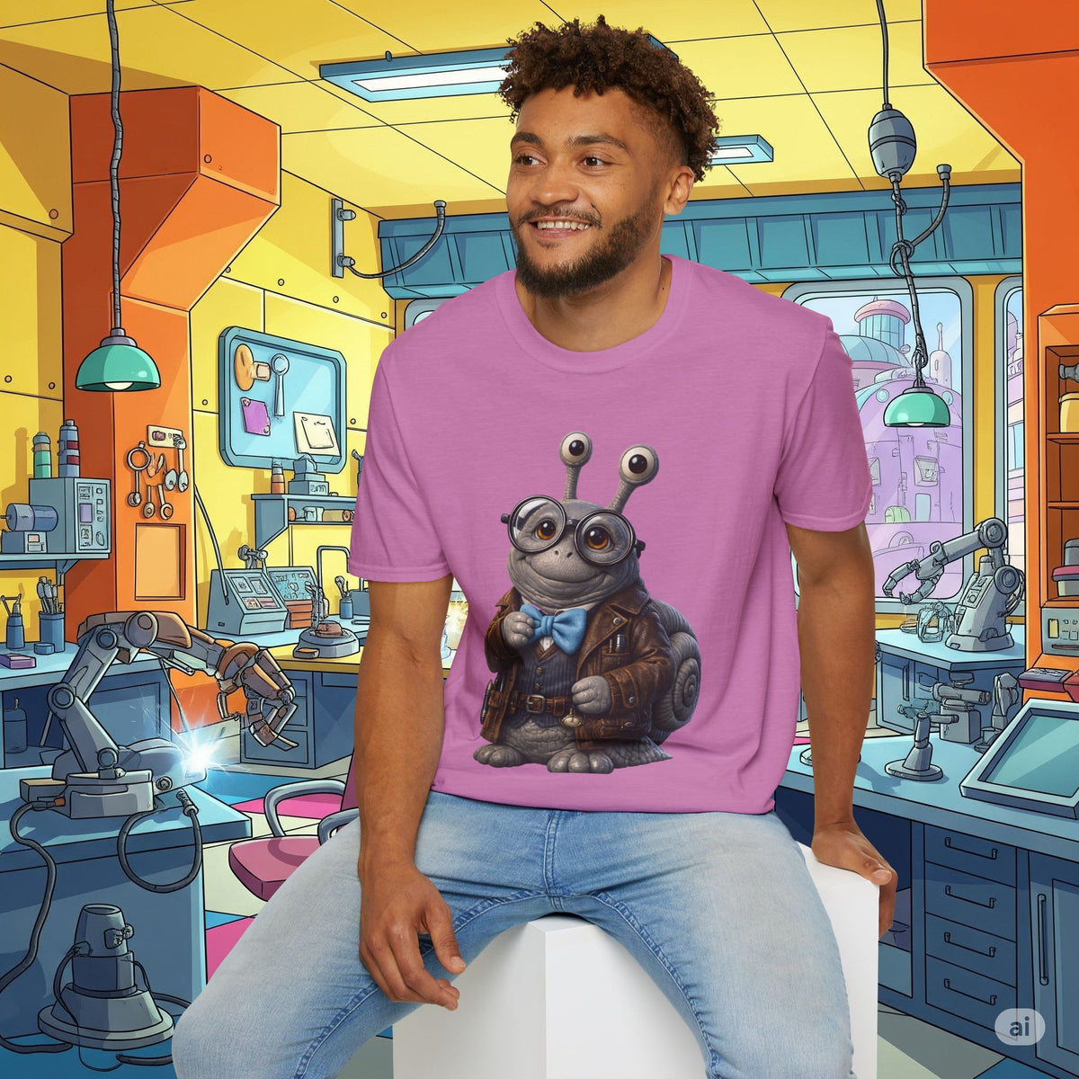 Cute Nerdy Snail Shirt | Steampunk Professor Snail Graphic Tee | Funny Bookworm Animal T-Shirt