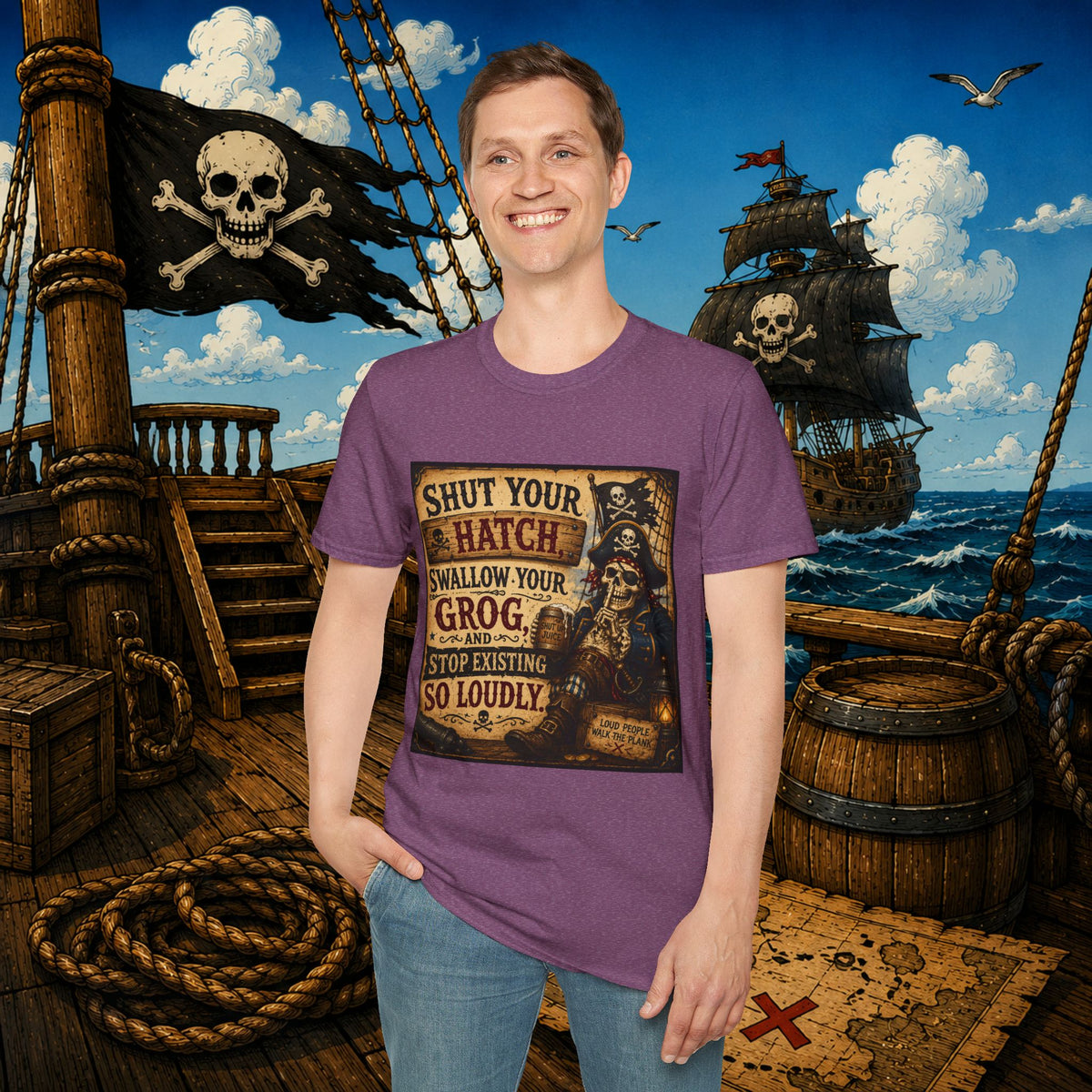 Shut Your Hatch Swallow Your Grog Pirate T-Shirt
