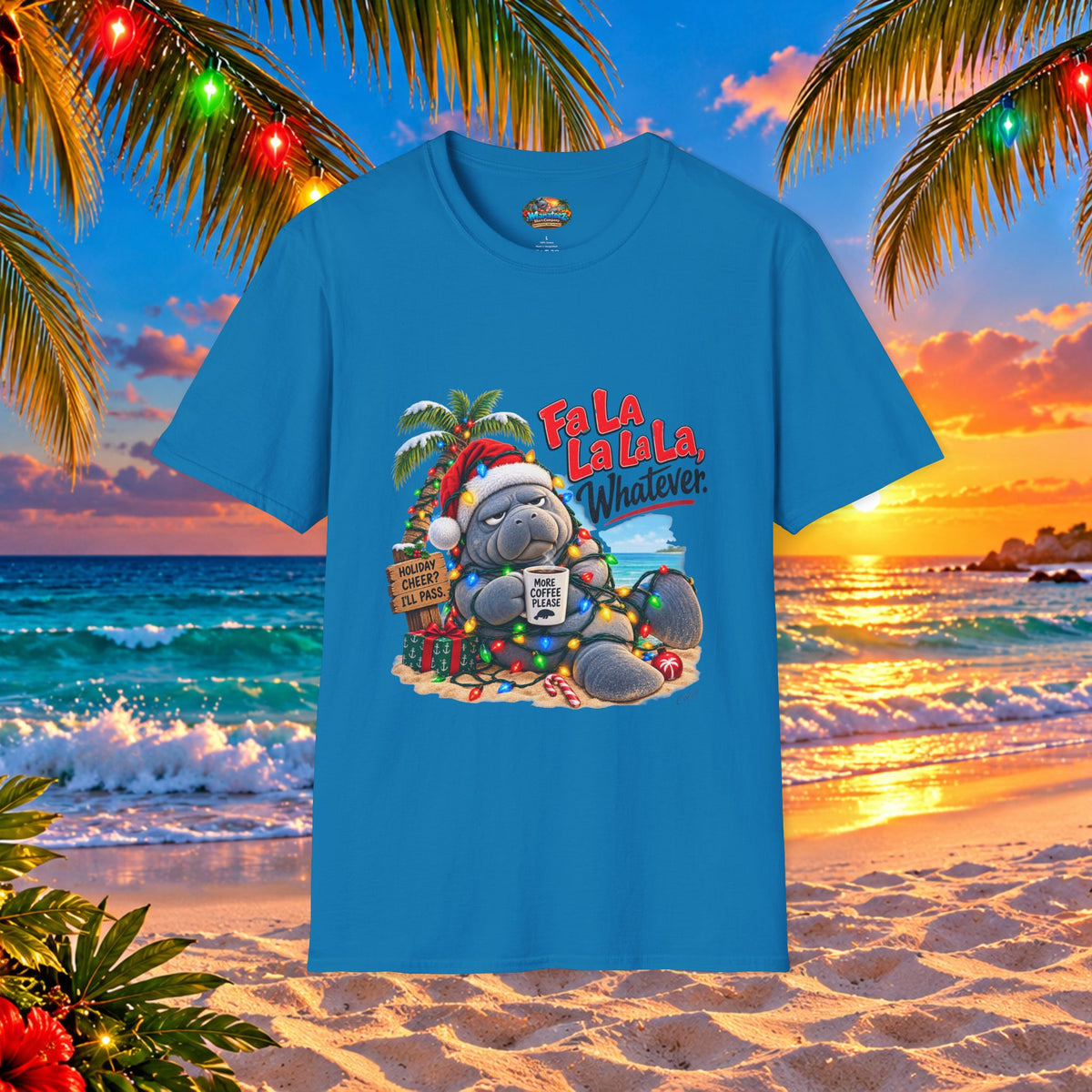 Fa La La La La Tropical Christmas Manatee T-Shirt