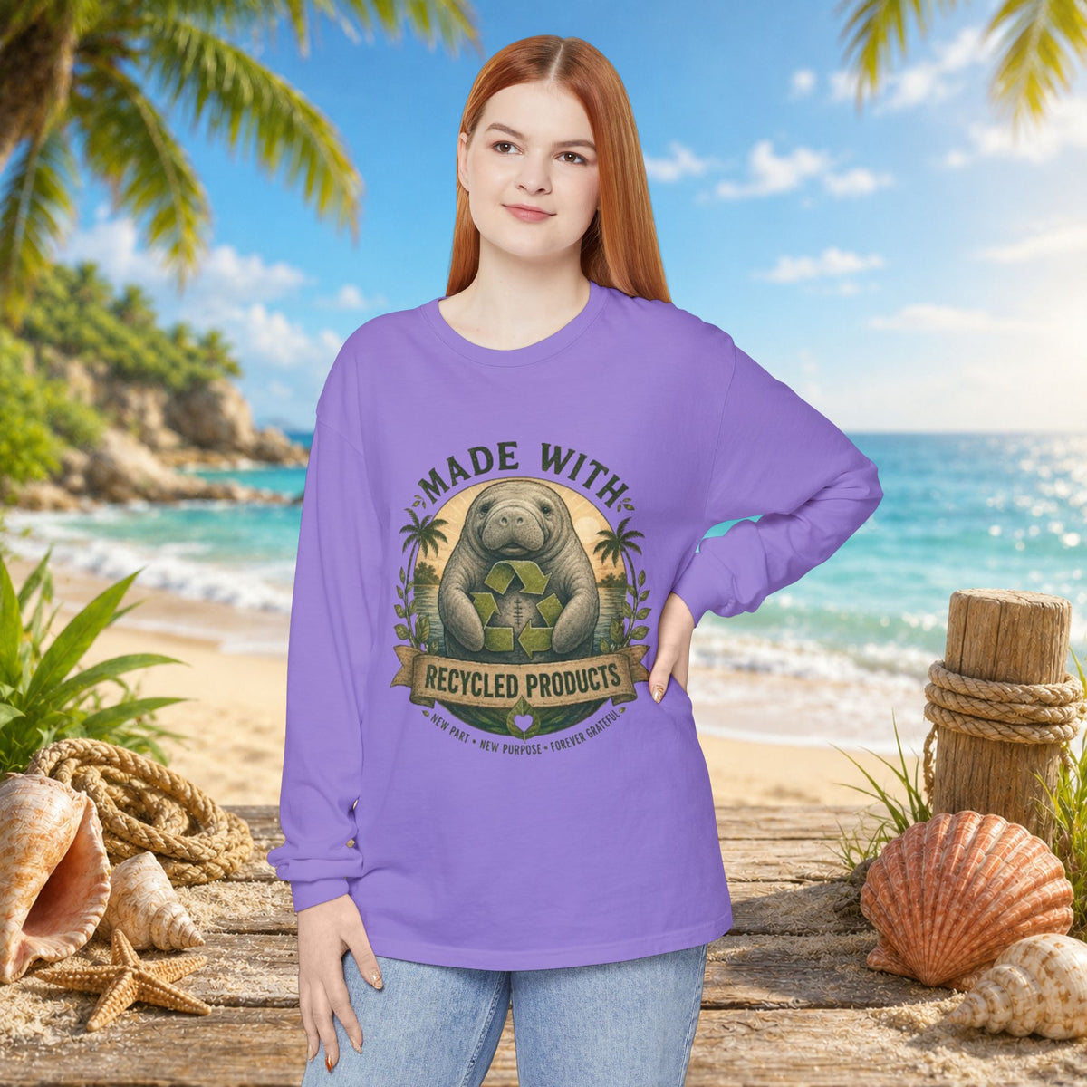 Made with Recycled Parts Funny Liver Transplant Manatee T-Shirt | Organ Donor Awareness Gift