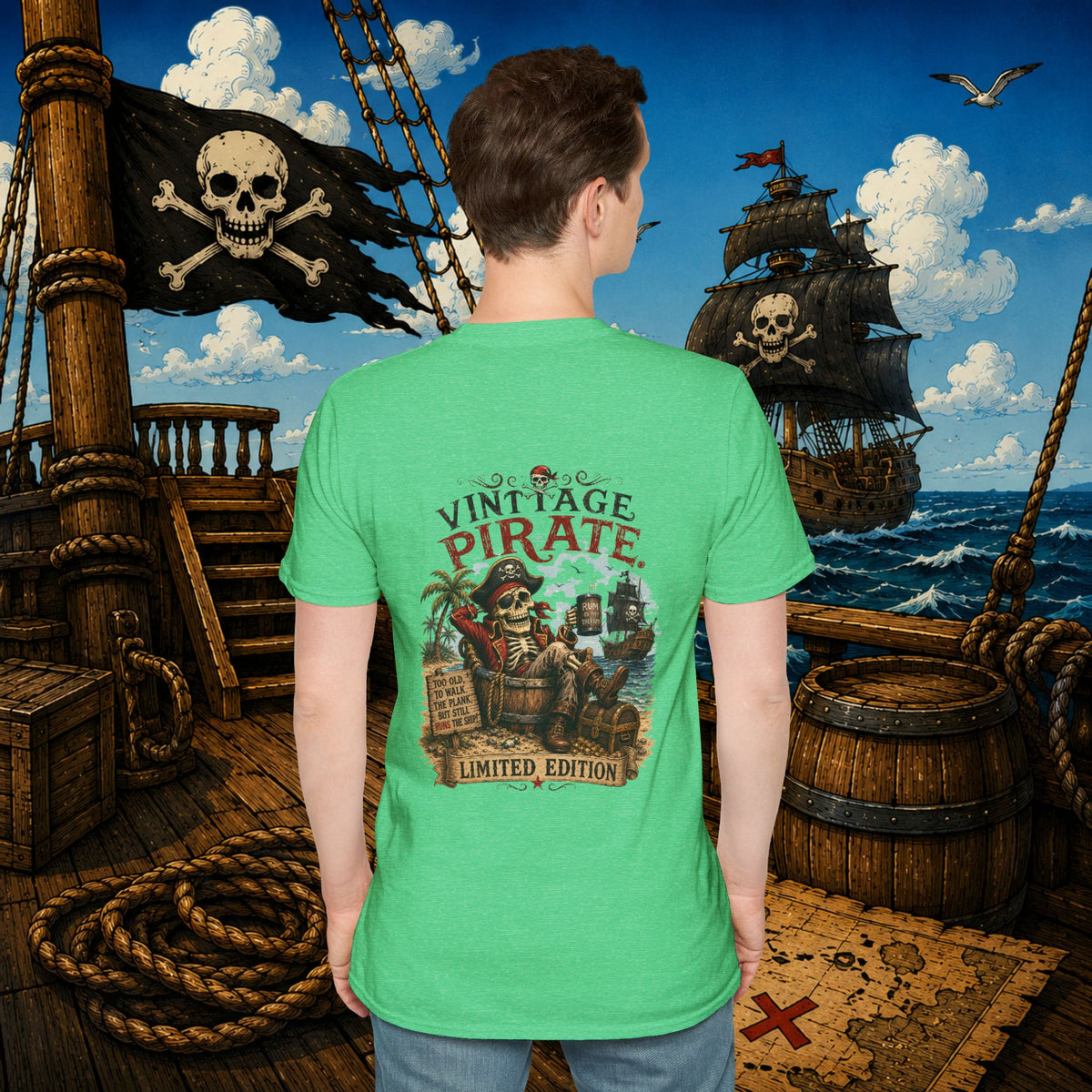 Vintage Pirate Limited Edition – Funny Aging Pirate Skeleton T-Shirt | Old Pirate Humor Tee