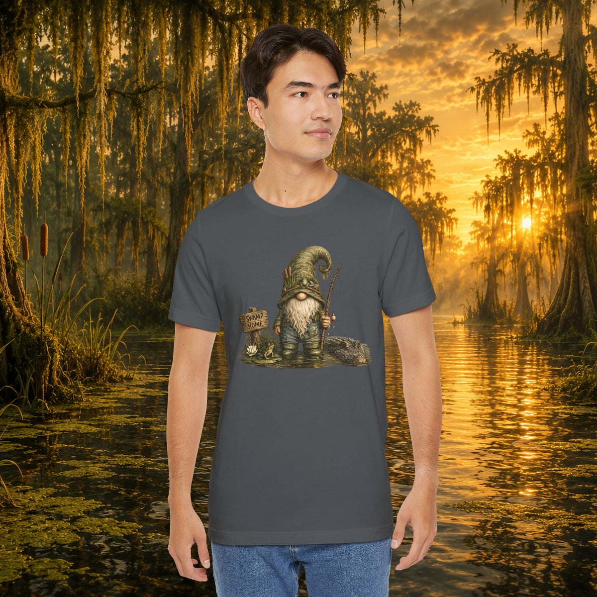 Swamp Gnome Shirt, Southern Swamp Life Tee, Fishing Gnome T-Shirt, Bayou Gnome Shirt, Alligator Gnome, Frog Lover Gift, Country Swamp Shirt