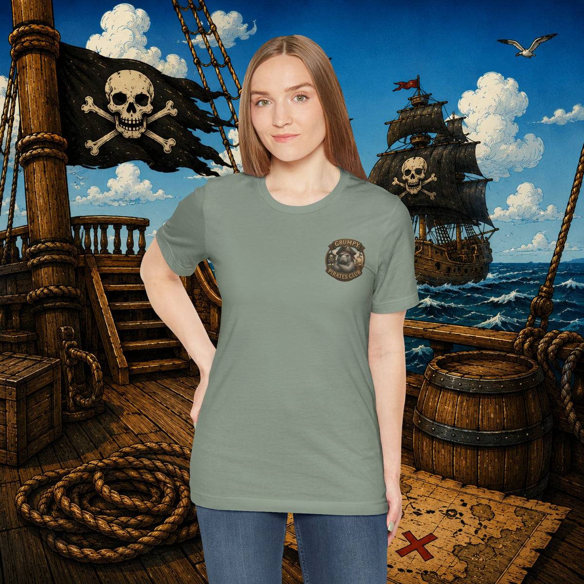 Beware of Old Pirates With Nothing Left to Prove | Grumpy Pirate Club Manatee T-Shirt