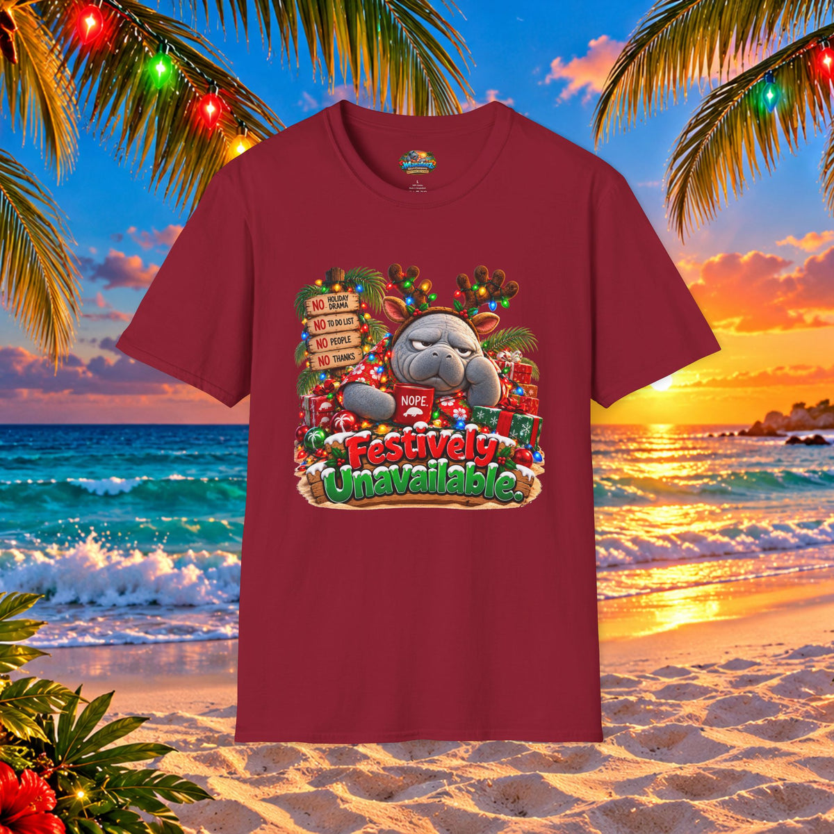 Festively Unavailable Christmas Manatee T-Shirt
