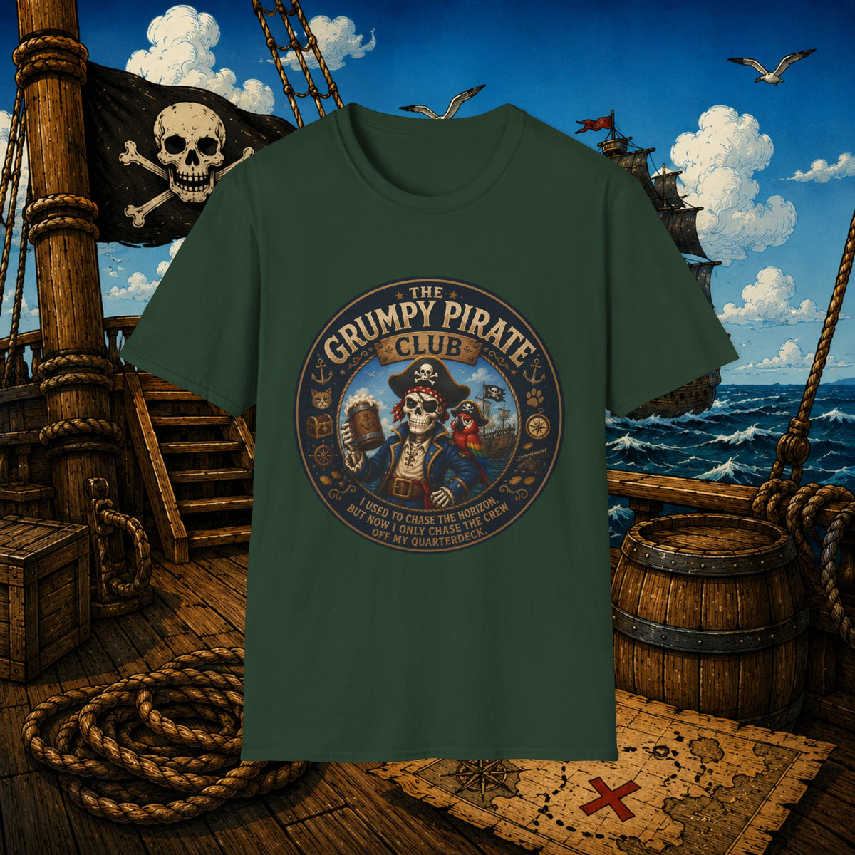 The Grumpy Pirate Skeleton Club T-Shirt