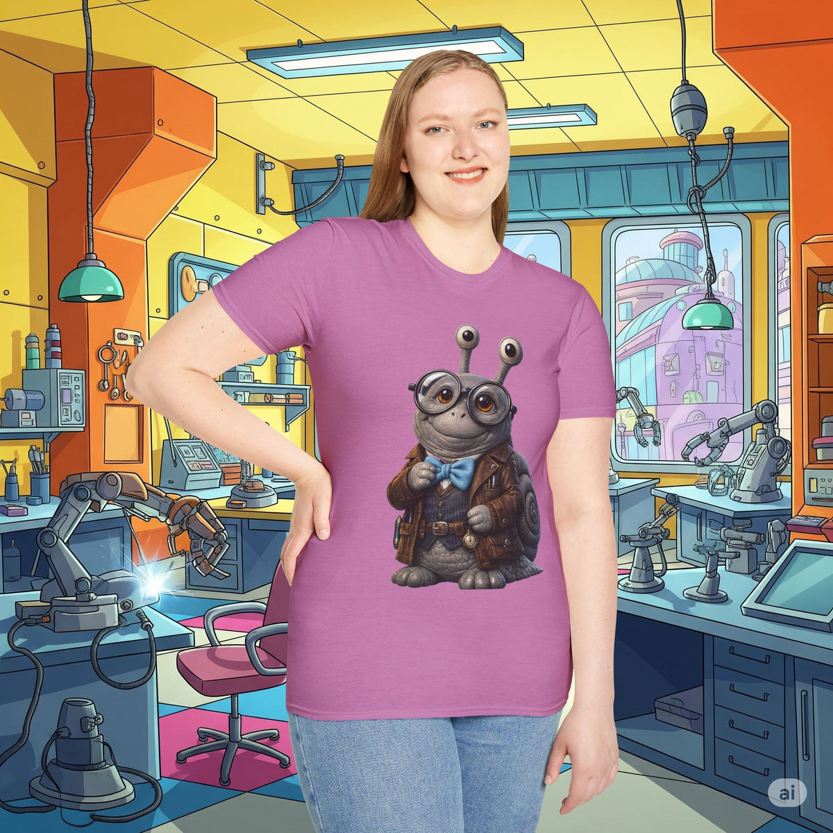 Cute Nerdy Snail Shirt | Steampunk Professor Snail Graphic Tee | Funny Bookworm Animal T-Shirt