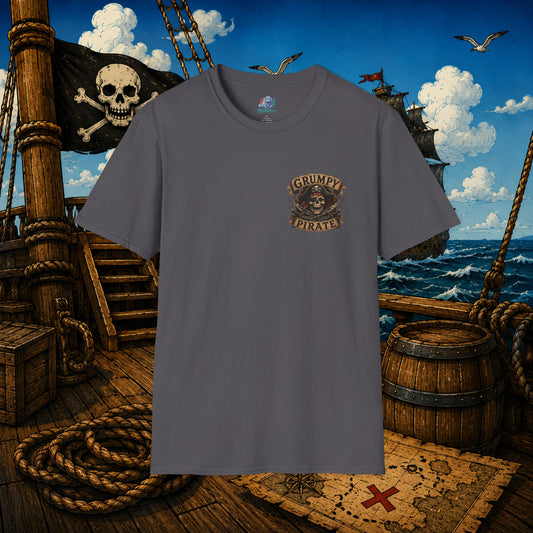 Captain of the S.S. Get Off My Deck Pirate Skeleton Shirt – Funny Grumpy Pirate Graphic Tee