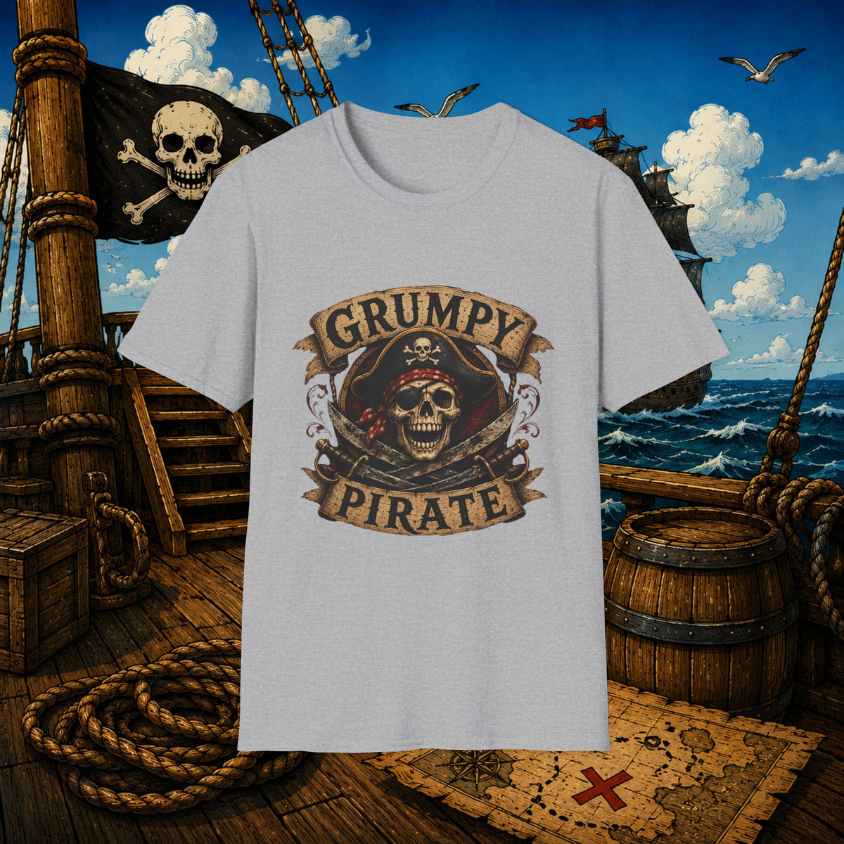 Grumpy Pirate Skull T-Shirt