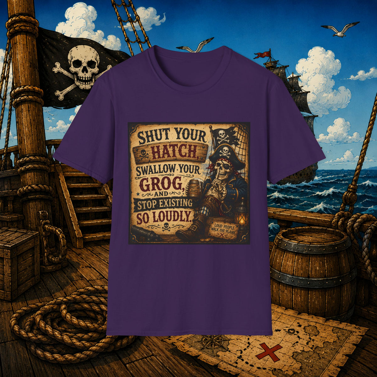 Shut Your Hatch Swallow Your Grog Pirate T-Shirt