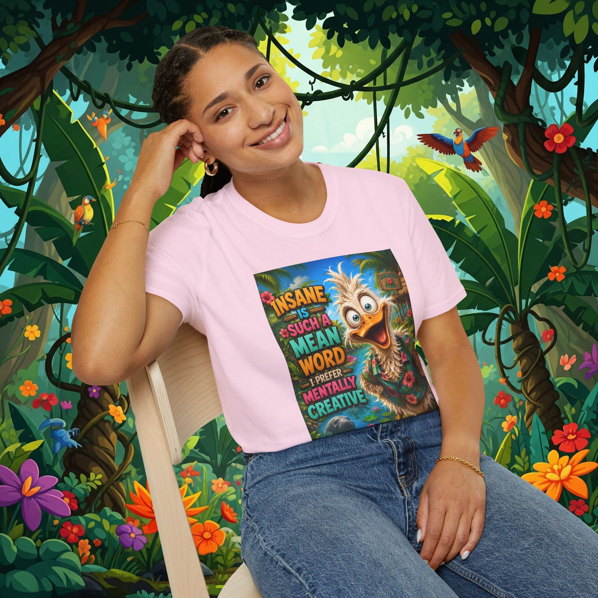 Insane Is Such a Mean Word I Prefer Mentally Creative Funny Duck Shirt | Crazy Ostrich Hawaiian Tee Background
