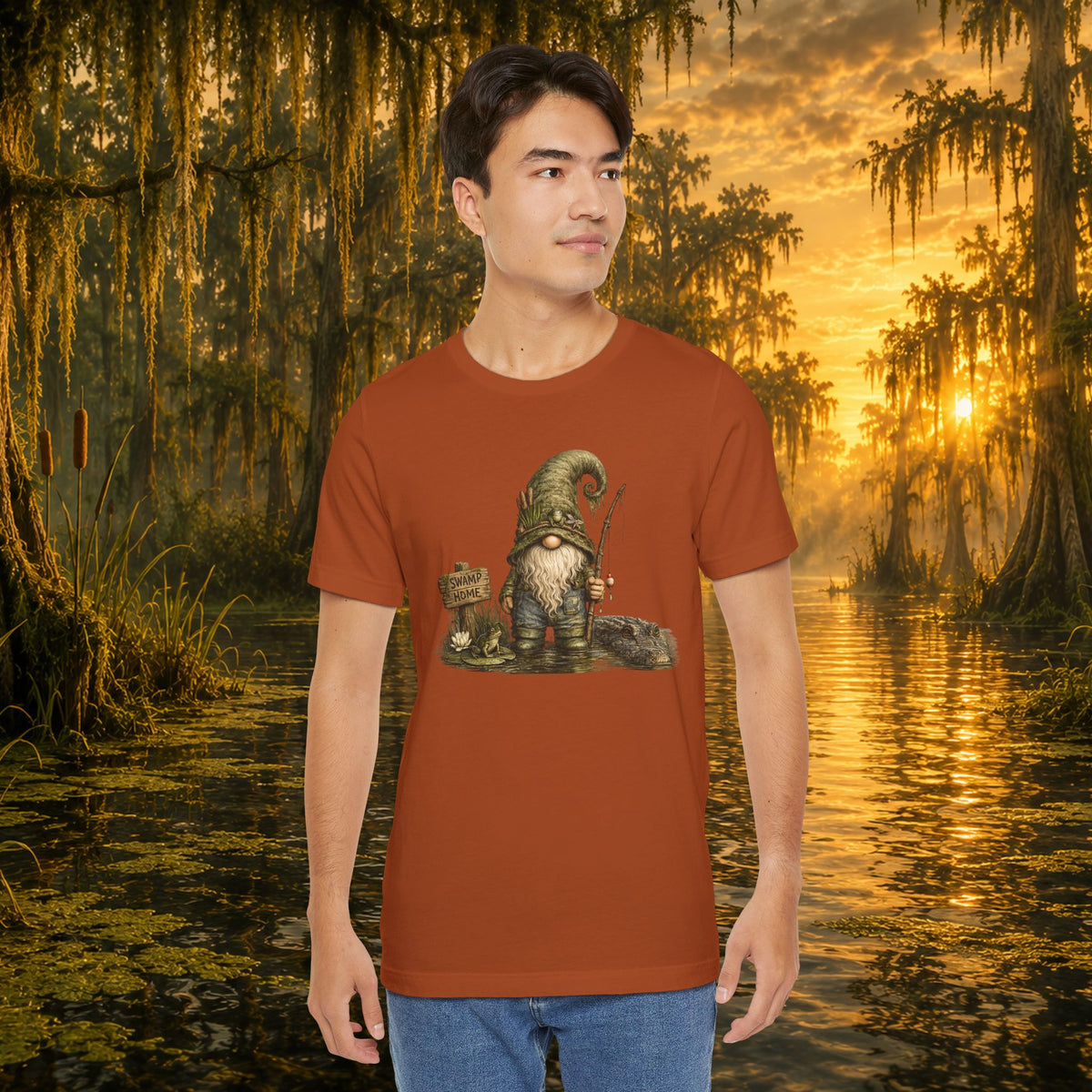 Swamp Gnome Shirt, Southern Swamp Life Tee, Fishing Gnome T-Shirt, Bayou Gnome Shirt, Alligator Gnome, Frog Lover Gift, Country Swamp Shirt