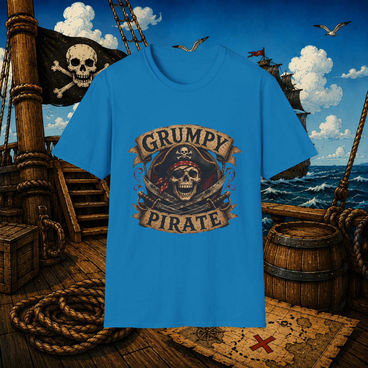 Grumpy Pirate Skull T-Shirt