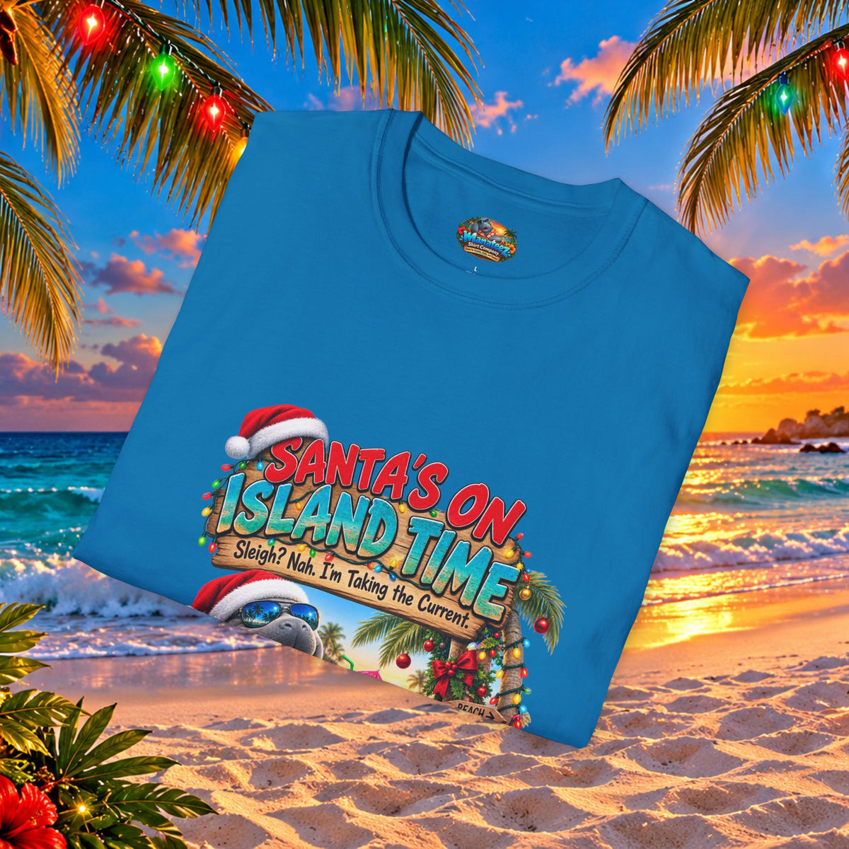 Santa’s on Island Time Christmas Beach T-Shirt