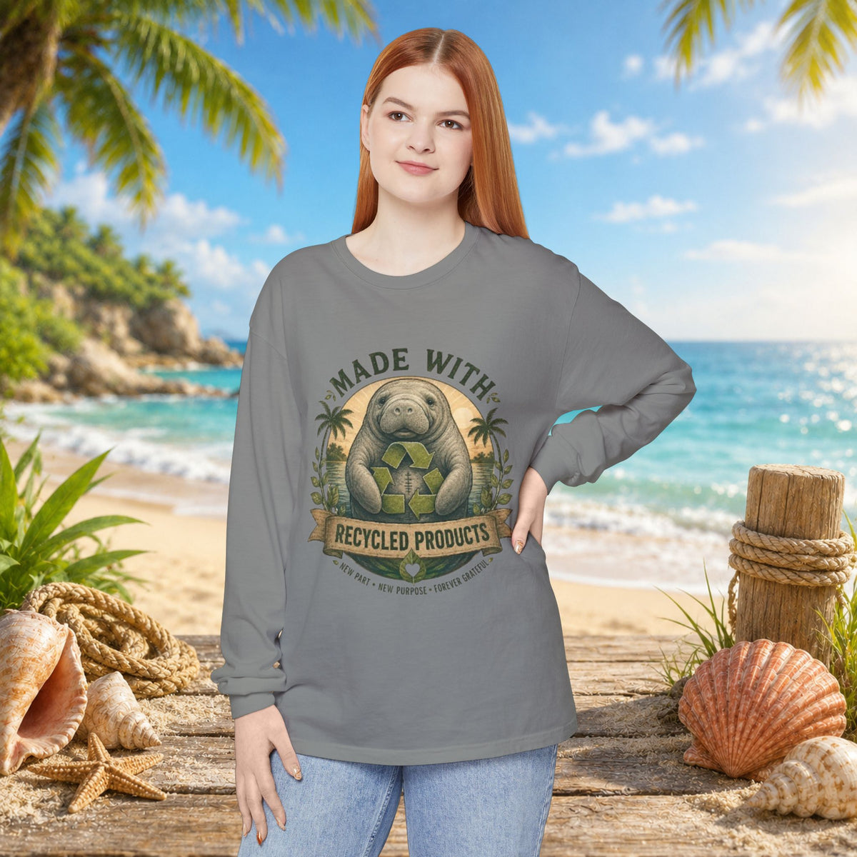 Made with Recycled Parts Funny Liver Transplant Manatee T-Shirt | Organ Donor Awareness Gift