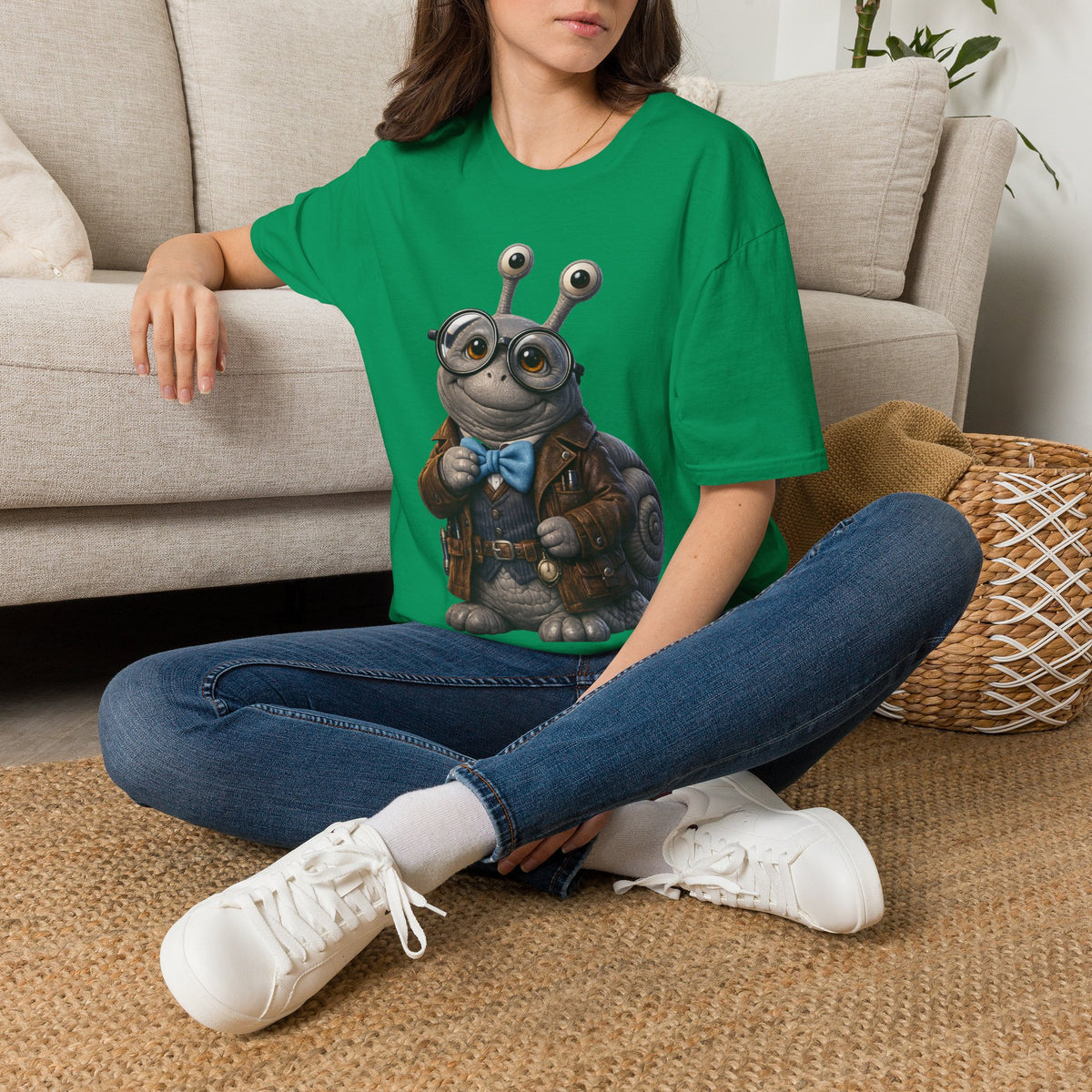Cute Nerdy Snail Shirt | Steampunk Professor Snail Graphic Tee | Funny Bookworm Animal T-Shirt