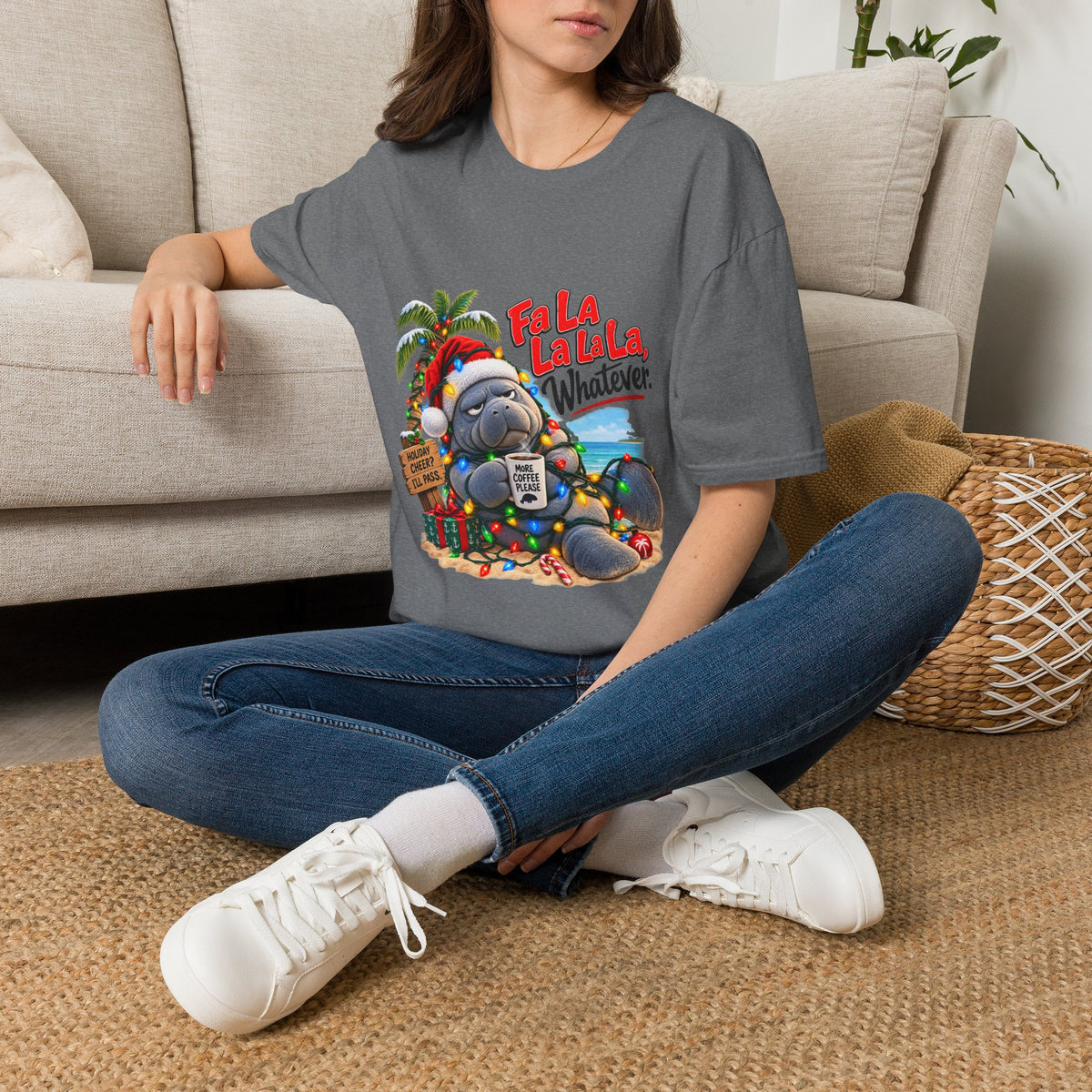 Fa La La La La Tropical Christmas Manatee T-Shirt