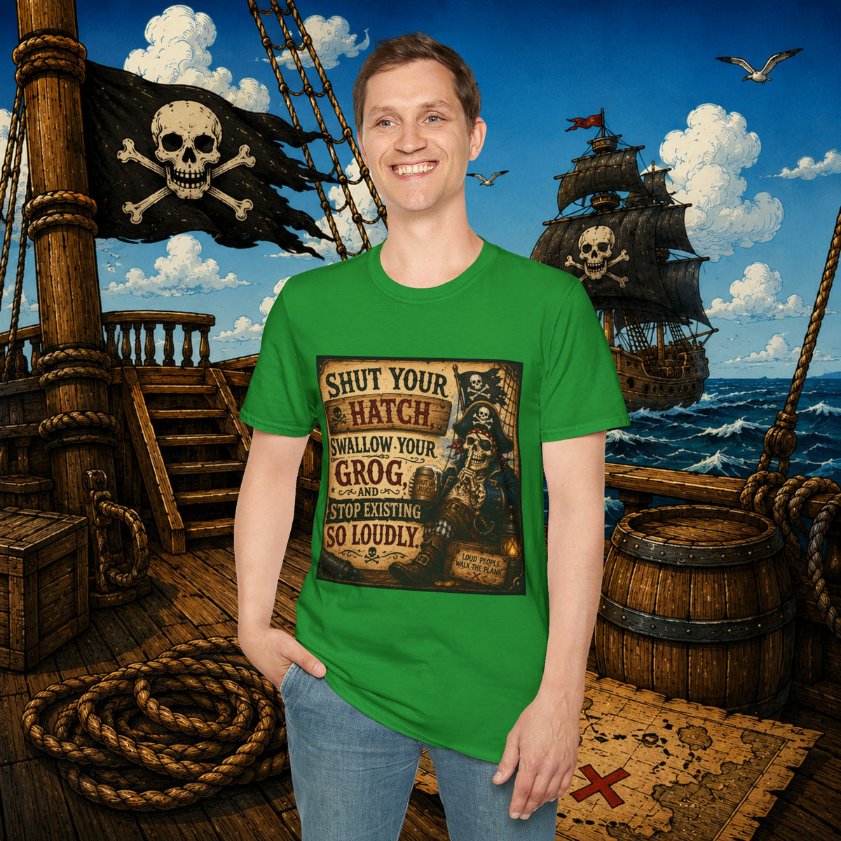 Shut Your Hatch Swallow Your Grog Pirate T-Shirt