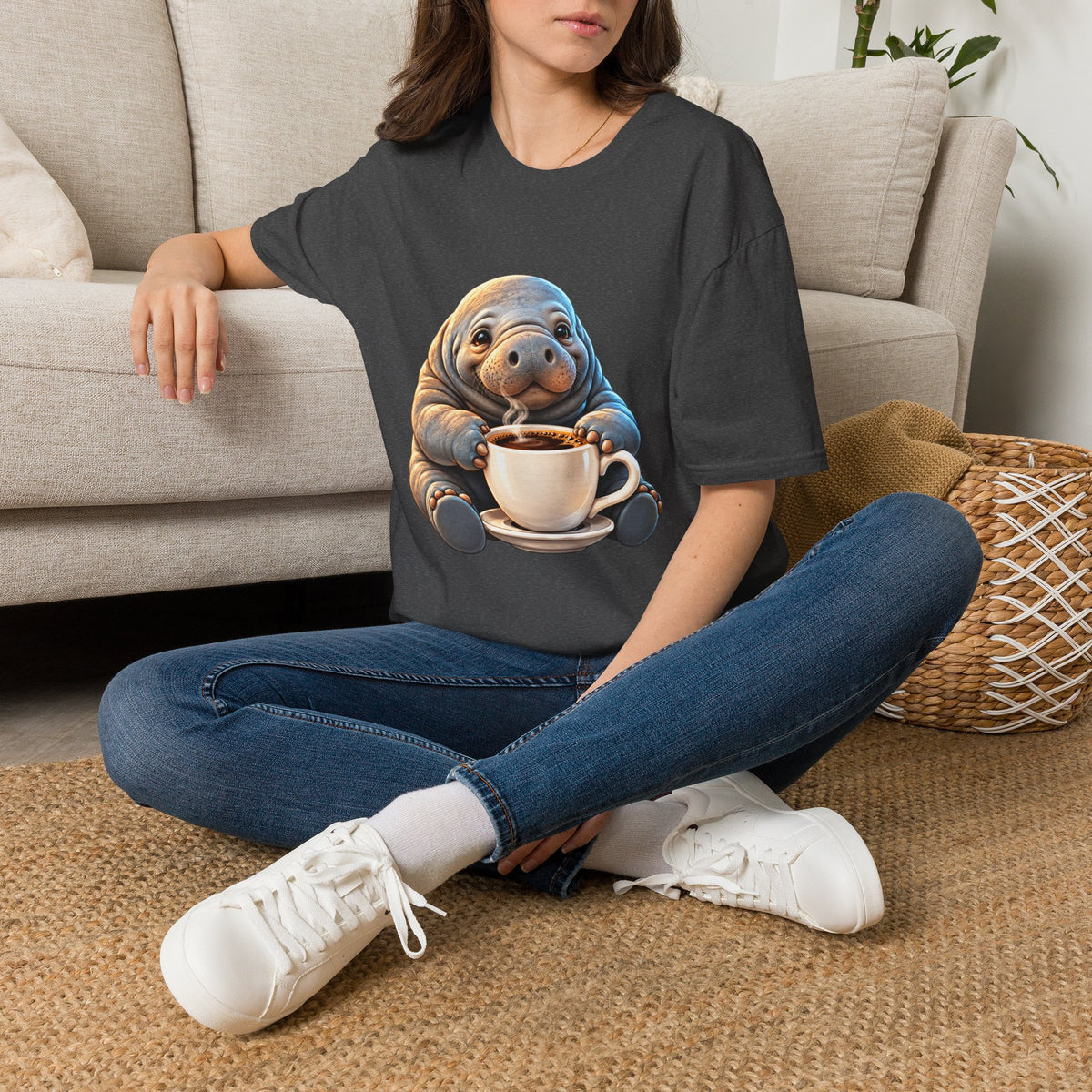 Manatee Drinking Coffee T-Shirt
