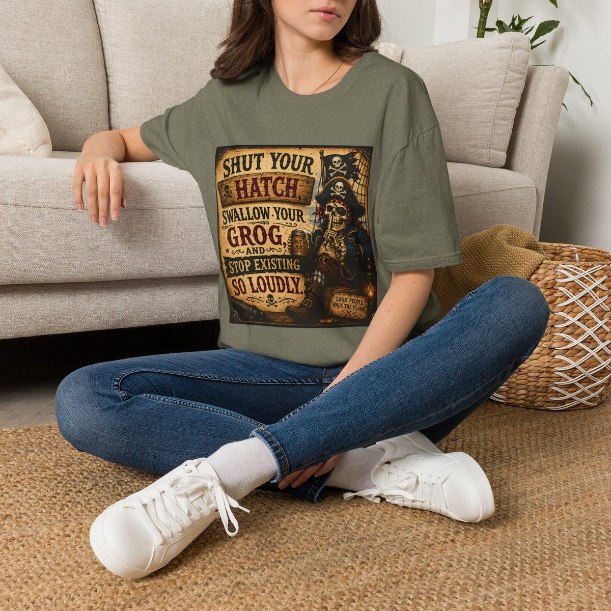 Shut Your Hatch Swallow Your Grog Pirate T-Shirt