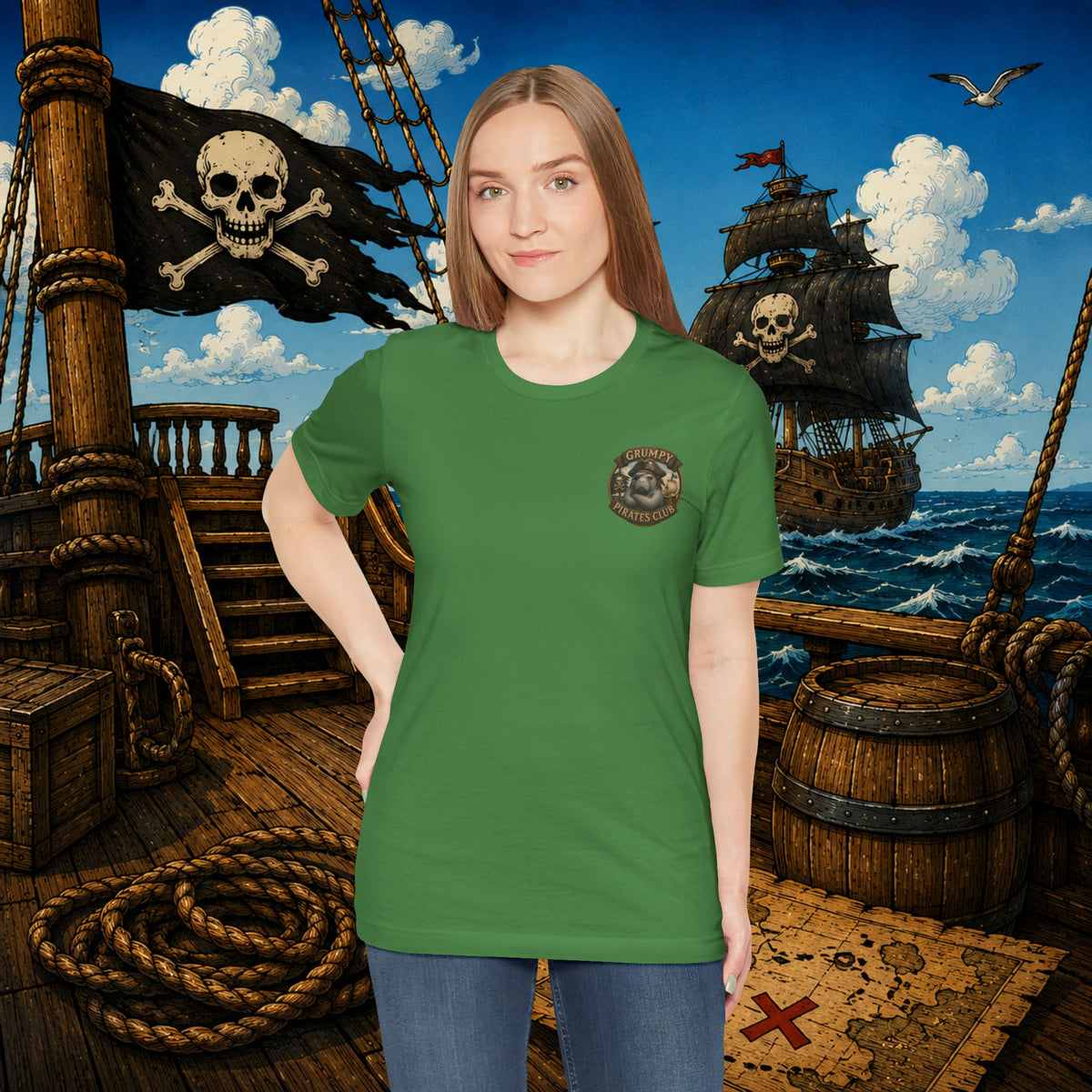 The Older the Pirate, The Better the Stories | Grumpy Pirate Club Manatee T-Shirt