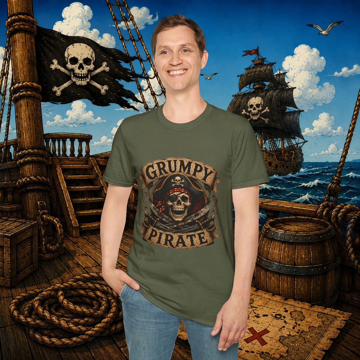 Grumpy Pirate Skull T-Shirt