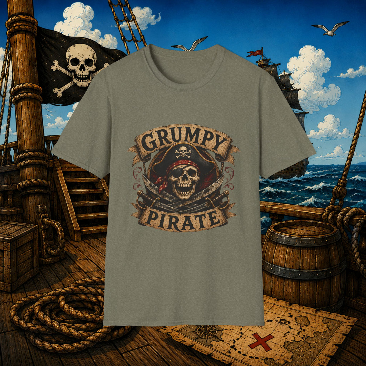Grumpy Pirate Skull T-Shirt