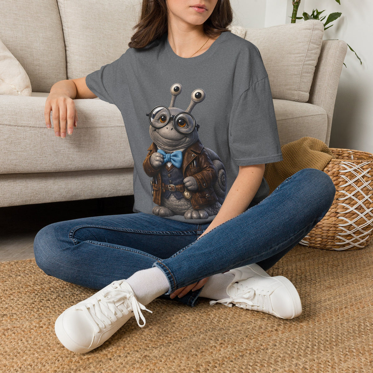 Cute Nerdy Snail Shirt | Steampunk Professor Snail Graphic Tee | Funny Bookworm Animal T-Shirt