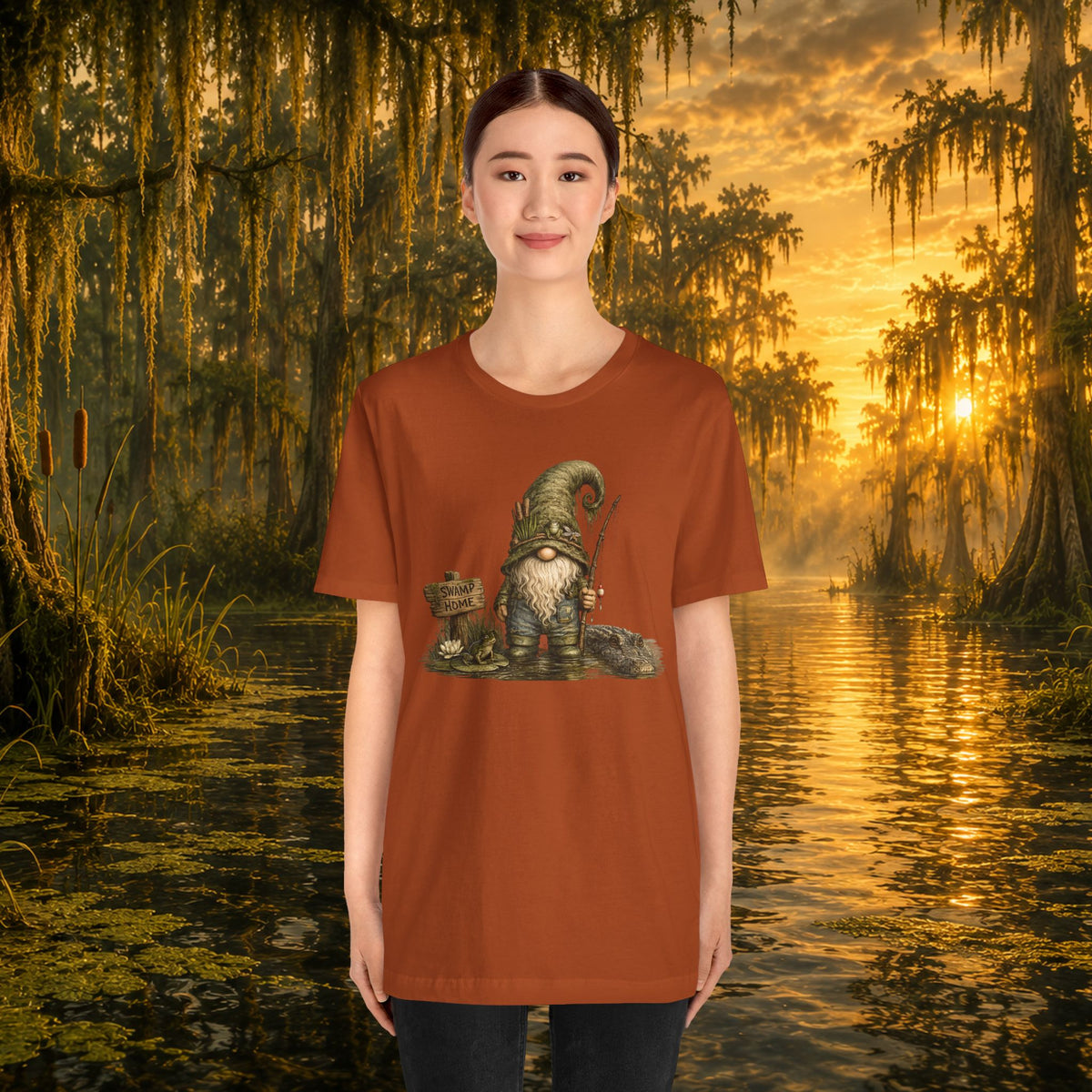 Swamp Gnome Shirt, Southern Swamp Life Tee, Fishing Gnome T-Shirt, Bayou Gnome Shirt, Alligator Gnome, Frog Lover Gift, Country Swamp Shirt