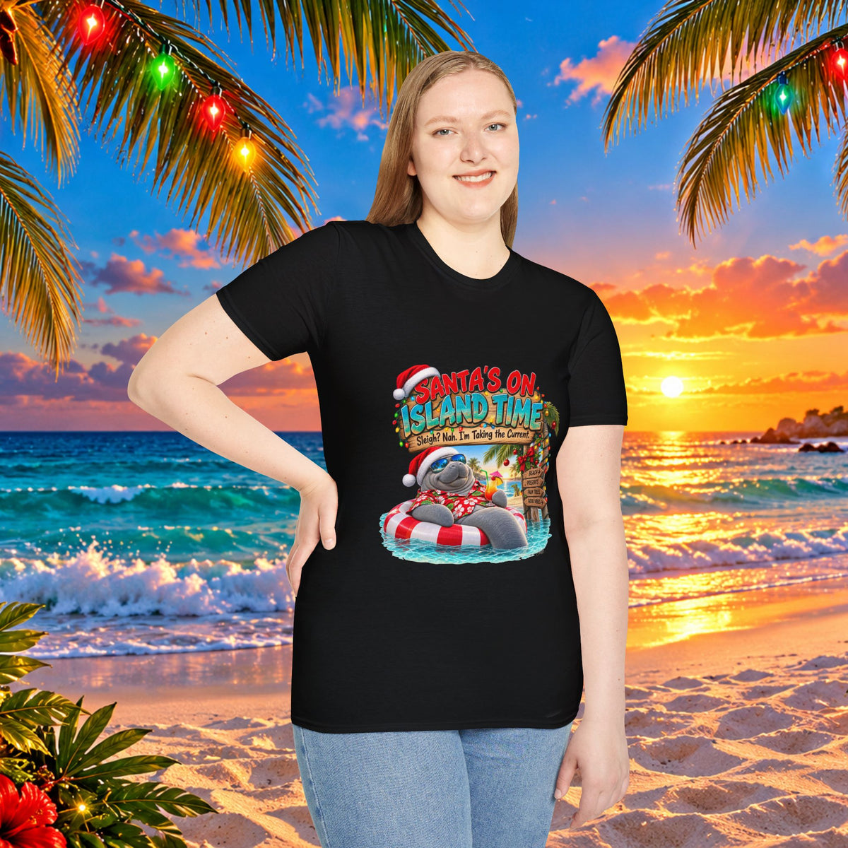 Santa’s on Island Time Christmas Beach T-Shirt