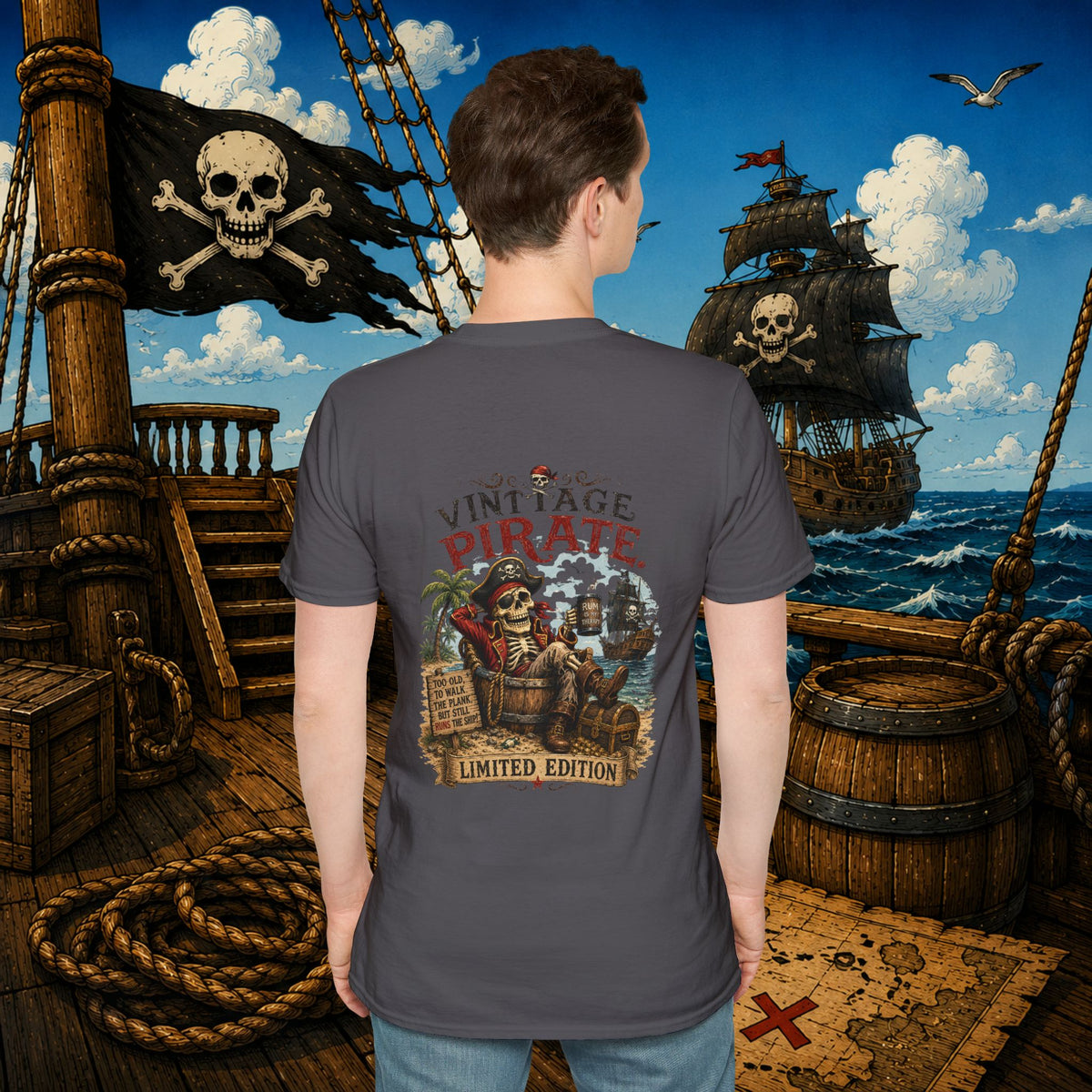 Vintage Pirate Limited Edition – Funny Aging Pirate Skeleton T-Shirt | Old Pirate Humor Tee