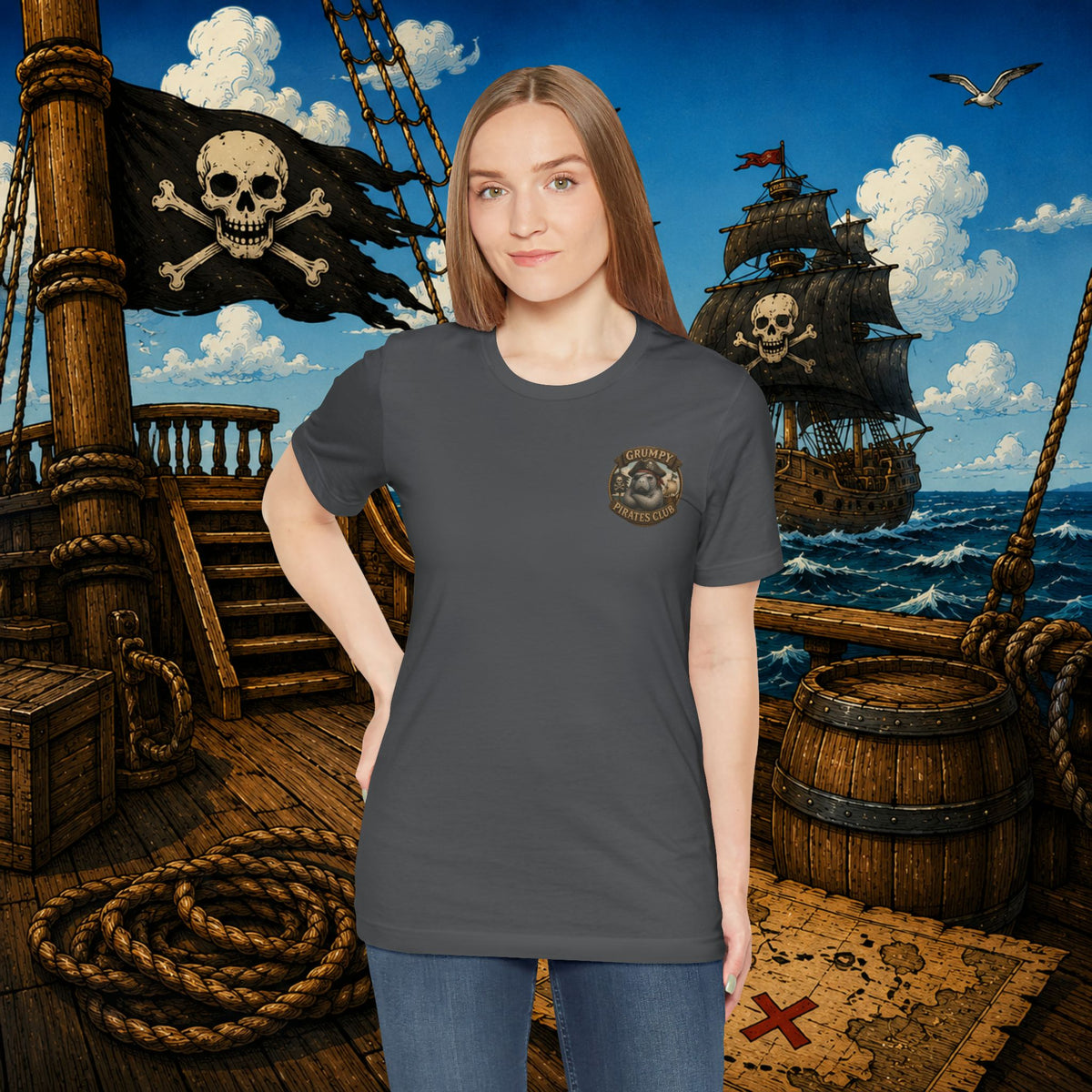 The Older the Pirate, The Better the Stories | Grumpy Pirate Club Manatee T-Shirt