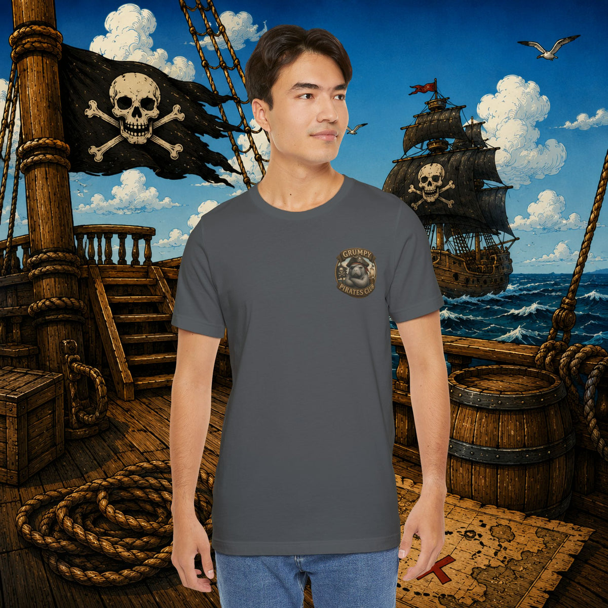 Beware of Old Pirates With Nothing Left to Prove | Grumpy Pirate Club Manatee T-Shirt