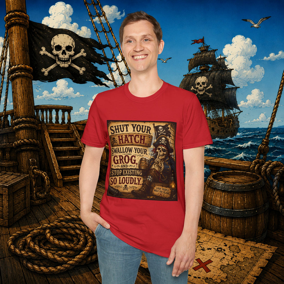 Shut Your Hatch Swallow Your Grog Pirate T-Shirt