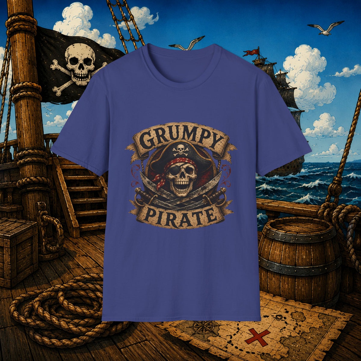 Grumpy Pirate Skull T-Shirt