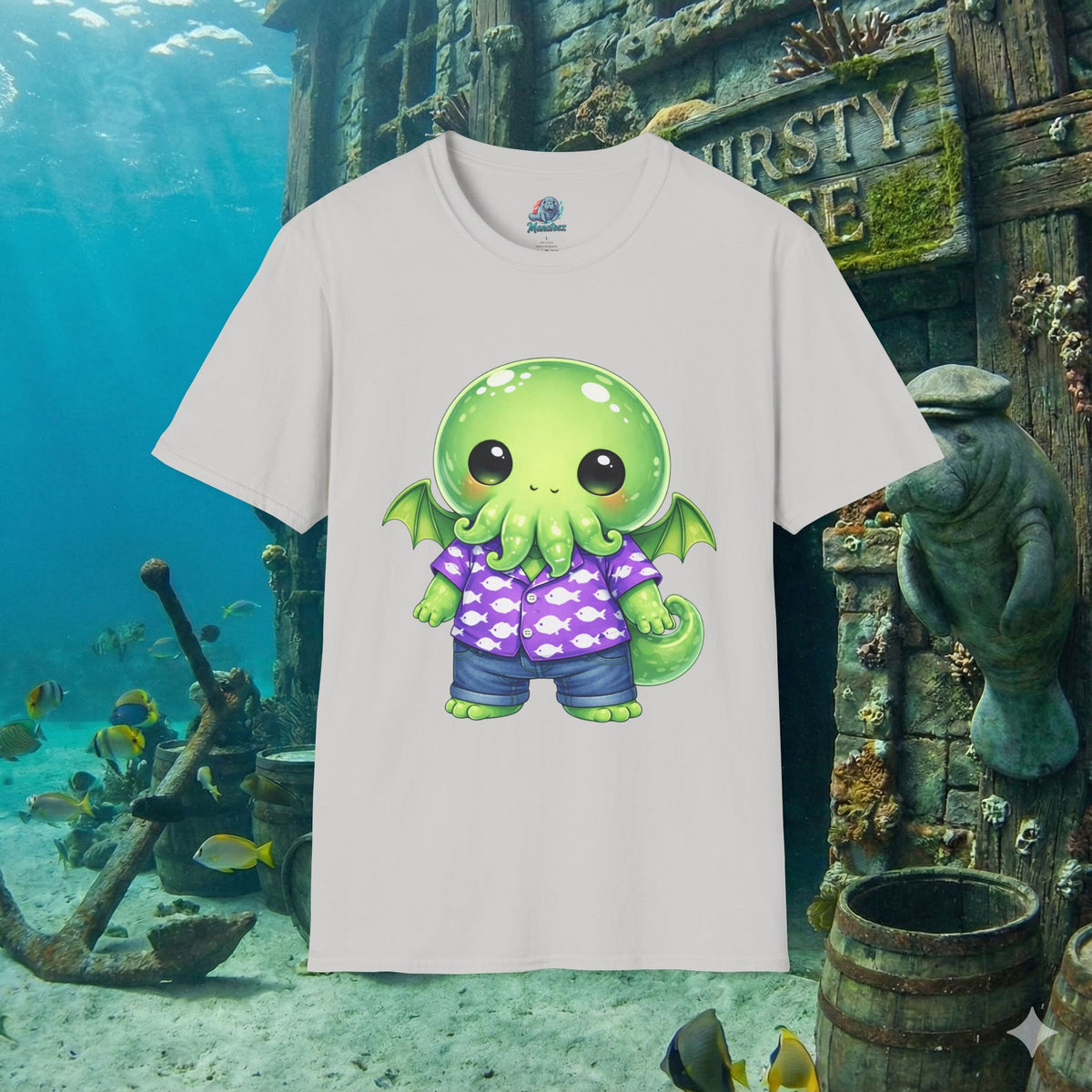Cute Cthulhu Hawaiian Shirt T-Shirt | Kawaii Lovecraft Monster Graphic Tee | Adorable Tentacle Creature Shirt