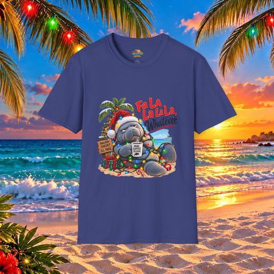 Fa La La La La Tropical Christmas Manatee T-Shirt