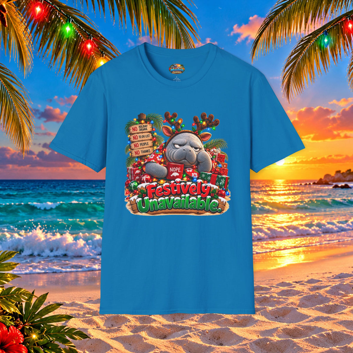 Festively Unavailable Christmas Manatee T-Shirt