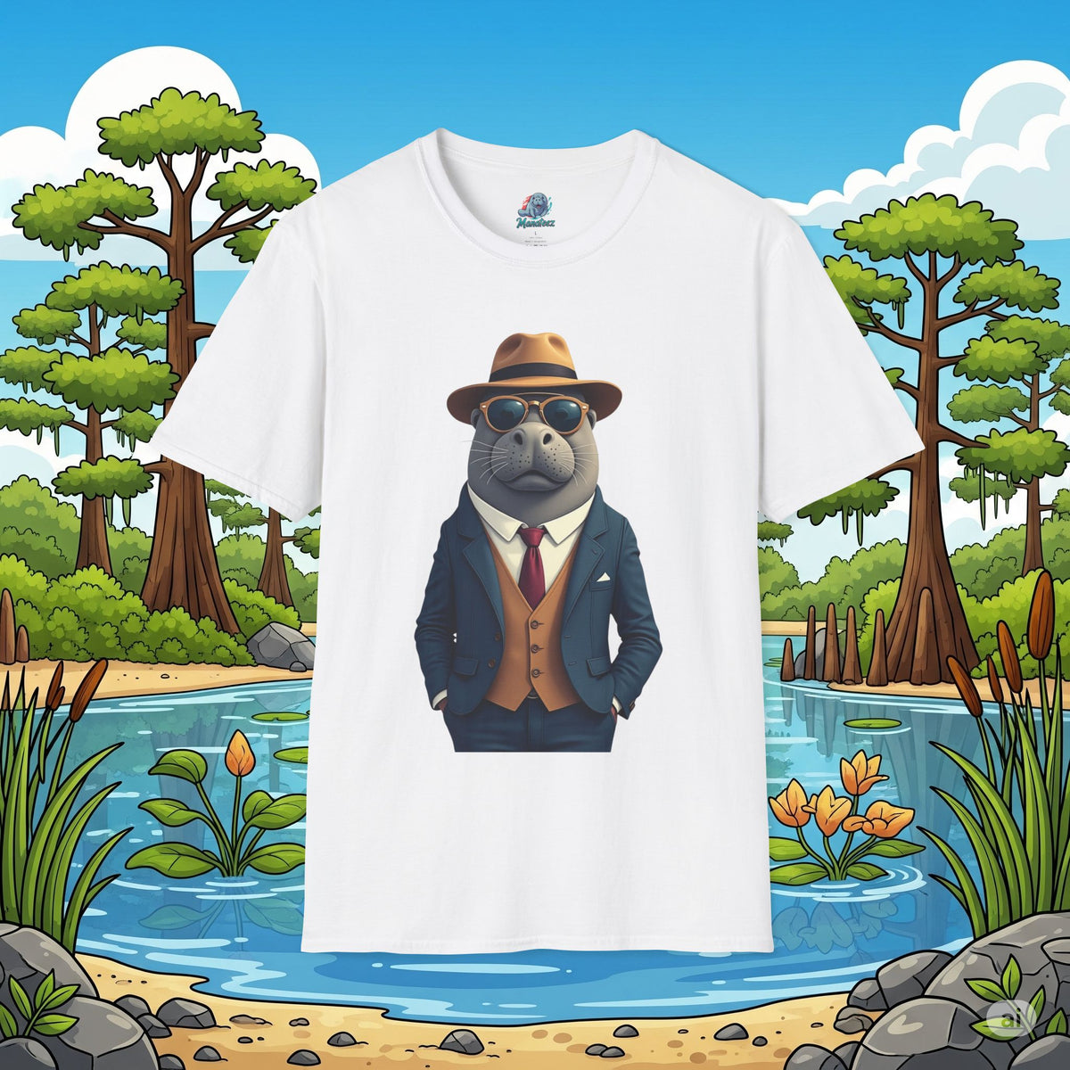 Dapper Manatee in Suit Graphic T-Shirt