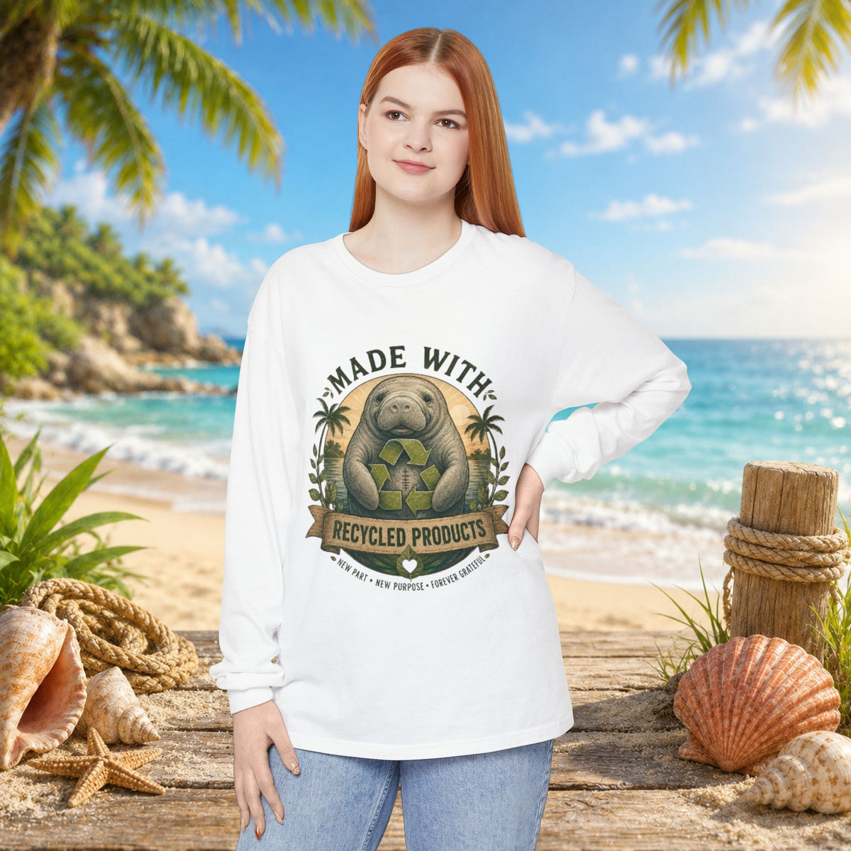 Made with Recycled Parts Funny Liver Transplant Manatee T-Shirt | Organ Donor Awareness Gift