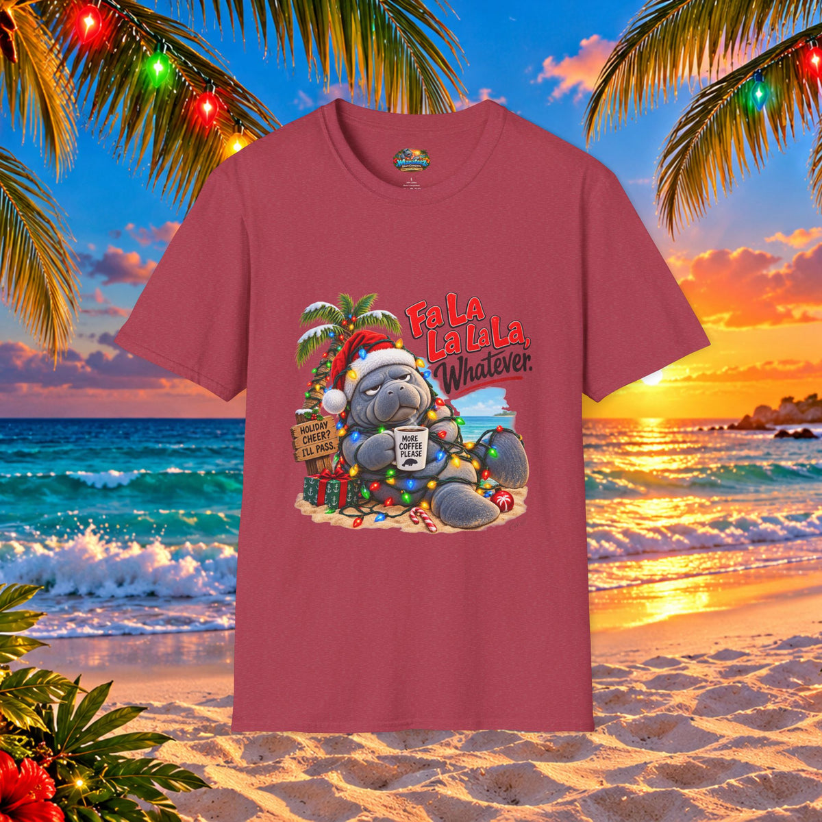 Fa La La La La Tropical Christmas Manatee T-Shirt